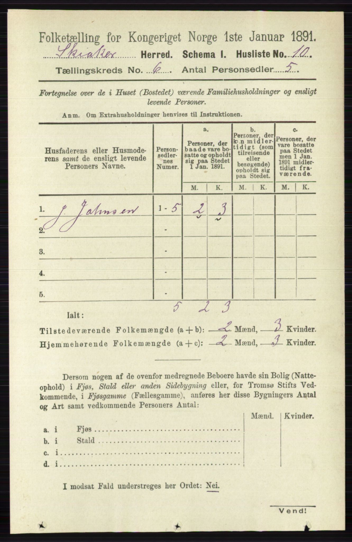 RA, 1891 census for 0513 Skjåk, 1891, p. 1991