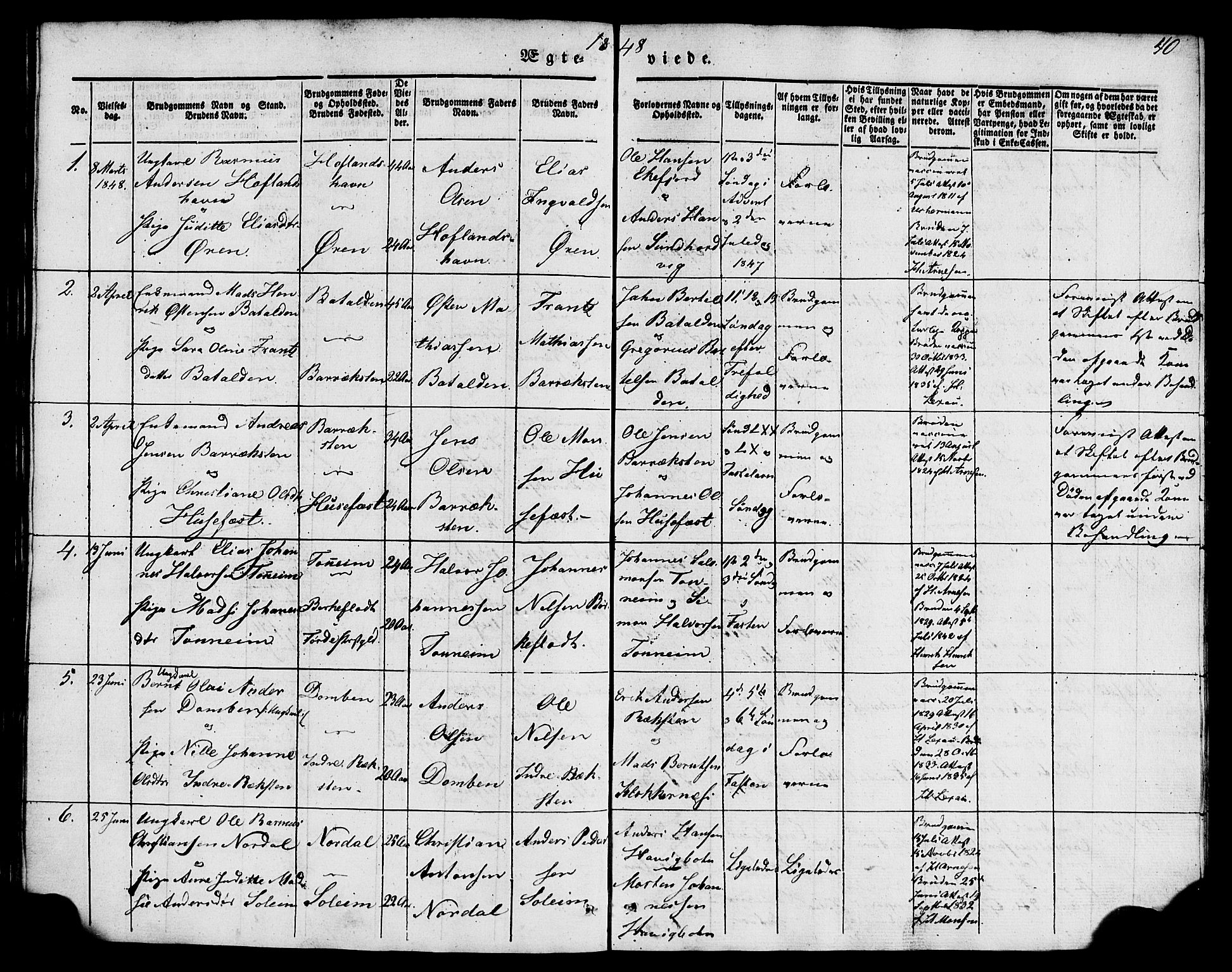 Kinn sokneprestembete, SAB/A-80801/H/Haa/Haaa/L0009: Parish register (official) no. A 9, 1841-1852, p. 40
