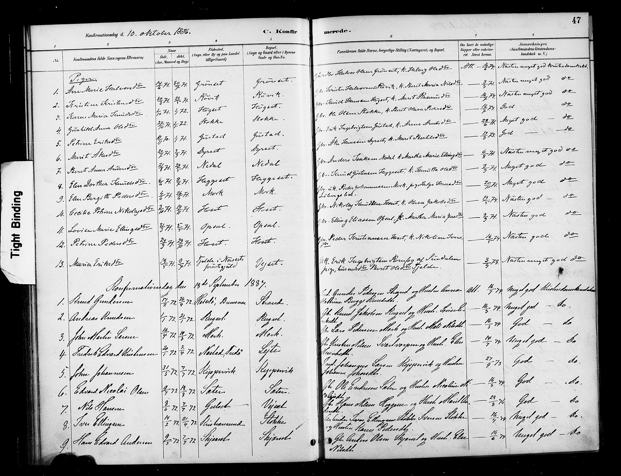 Ministerialprotokoller, klokkerbøker og fødselsregistre - Møre og Romsdal, SAT/A-1454/568/L0809: Parish register (official) no. 568A13, 1884-1900, p. 47
