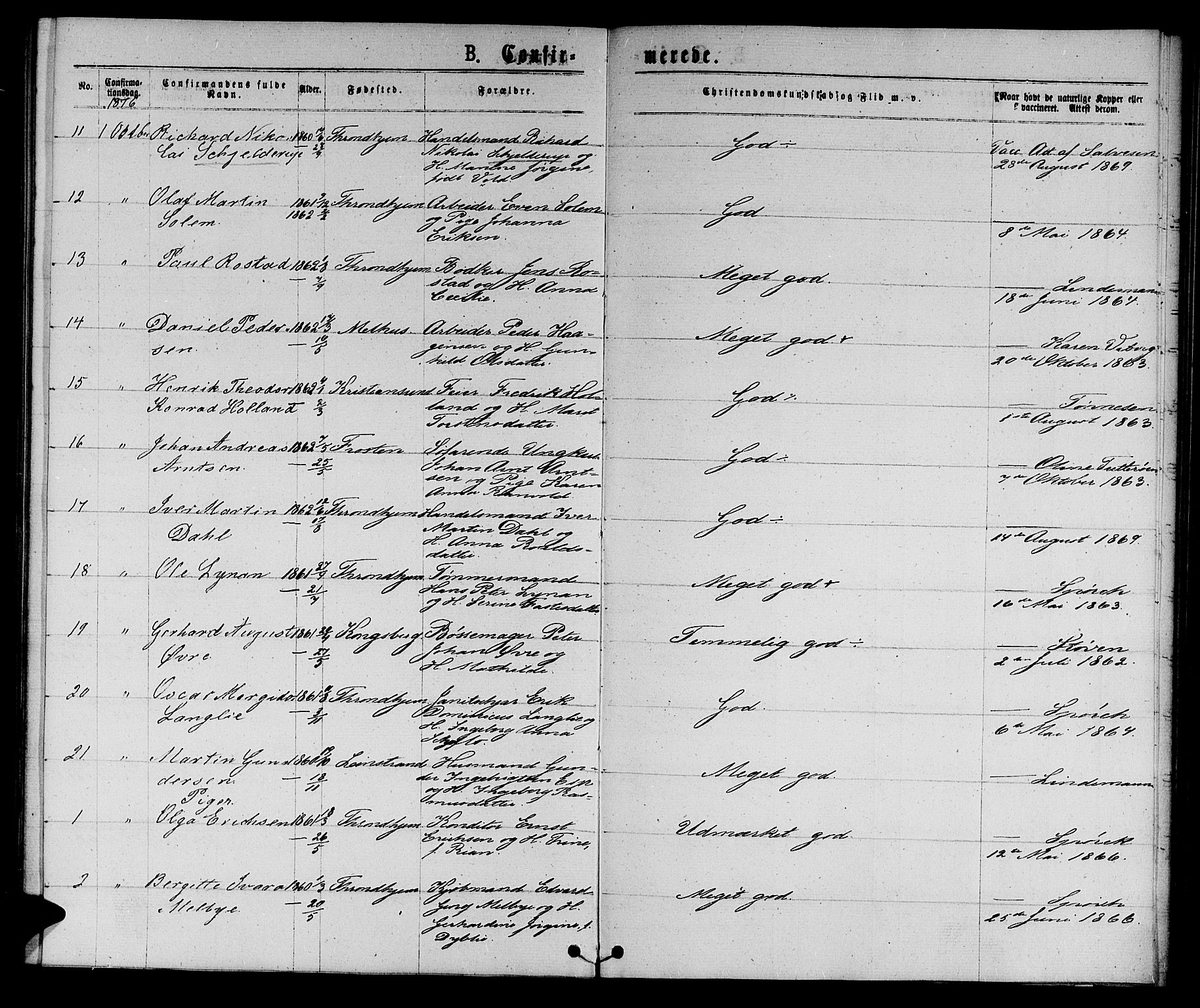 Ministerialprotokoller, klokkerbøker og fødselsregistre - Sør-Trøndelag, AV/SAT-A-1456/601/L0088: Parish register (copy) no. 601C06, 1870-1878, p. 211i