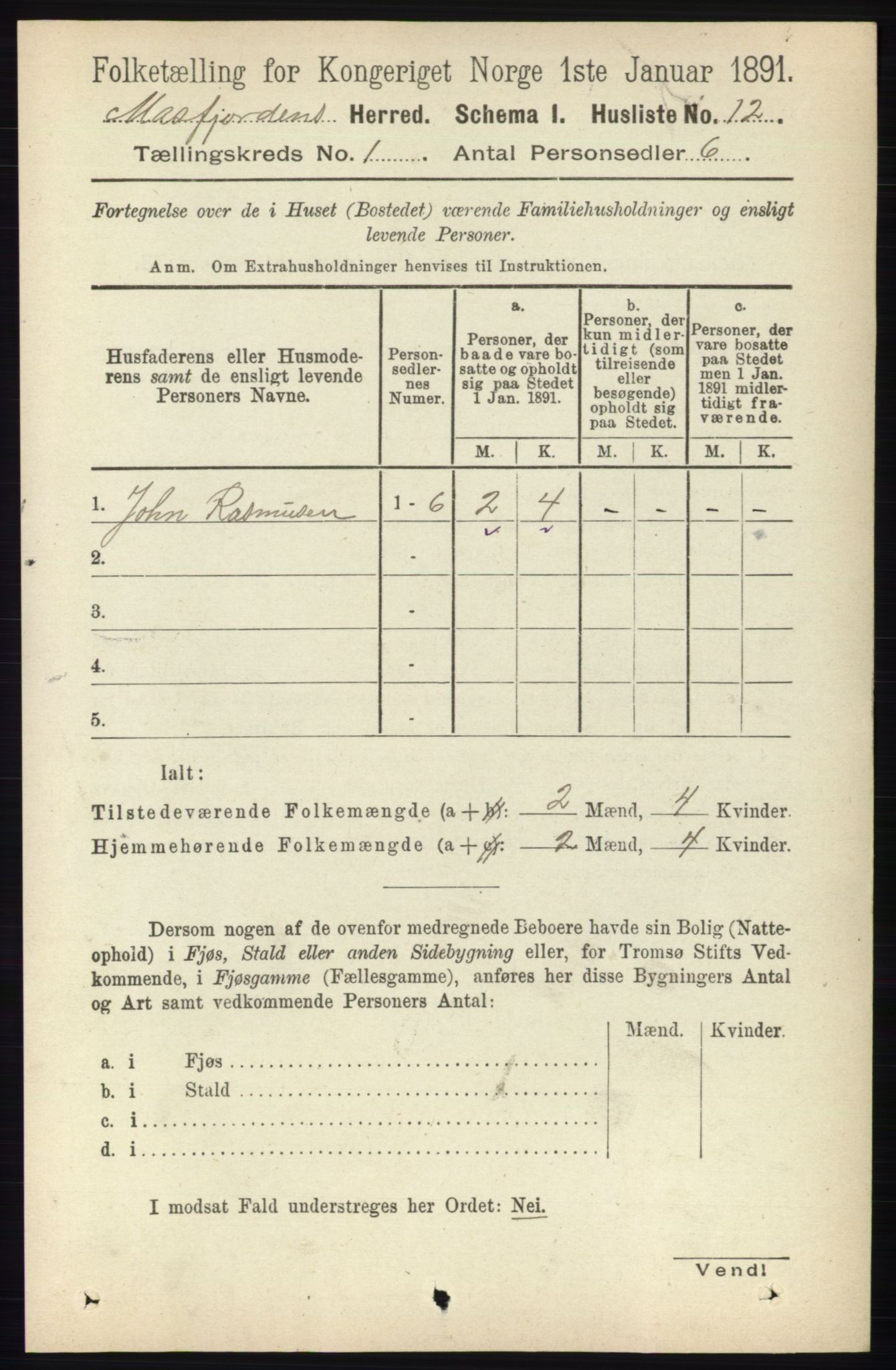 RA, 1891 census for 1266 Masfjorden, 1891, p. 45