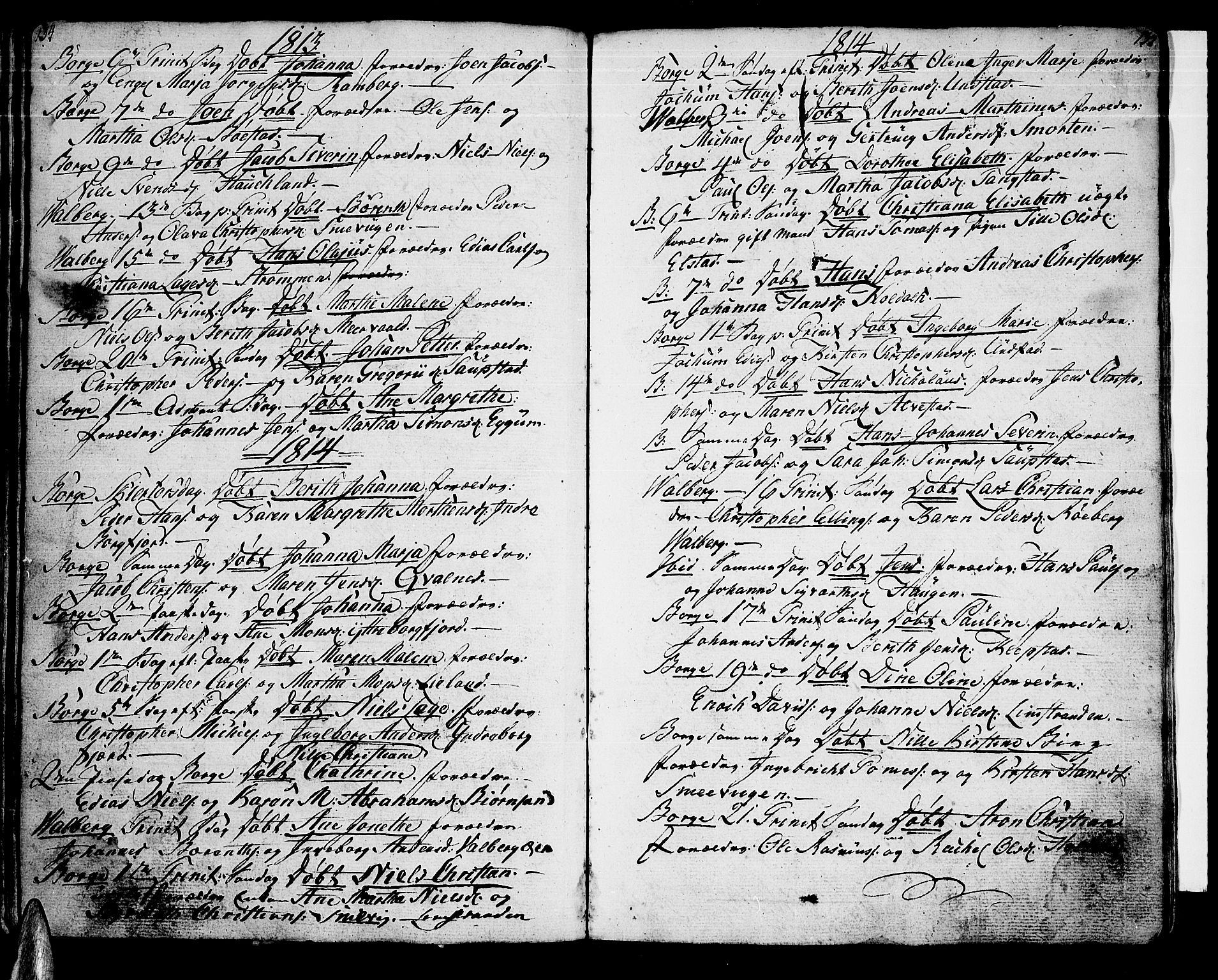 Ministerialprotokoller, klokkerbøker og fødselsregistre - Nordland, SAT/A-1459/880/L1129: Parish register (official) no. 880A03, 1796-1821, p. 134-135