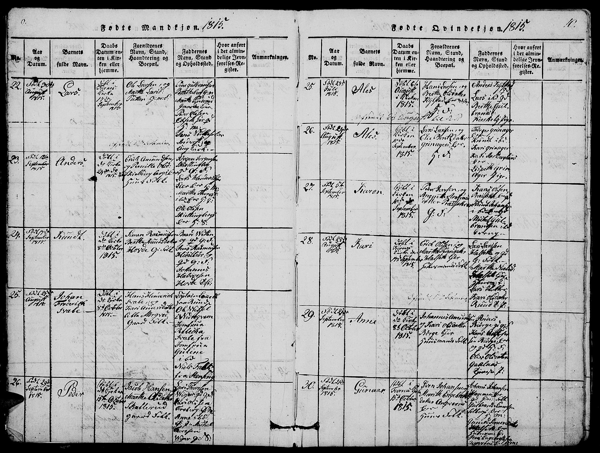 Vang prestekontor, Hedmark, SAH/PREST-008/H/Ha/Hab/L0005: Parish register (copy) no. 5, 1815-1836, p. 9-10