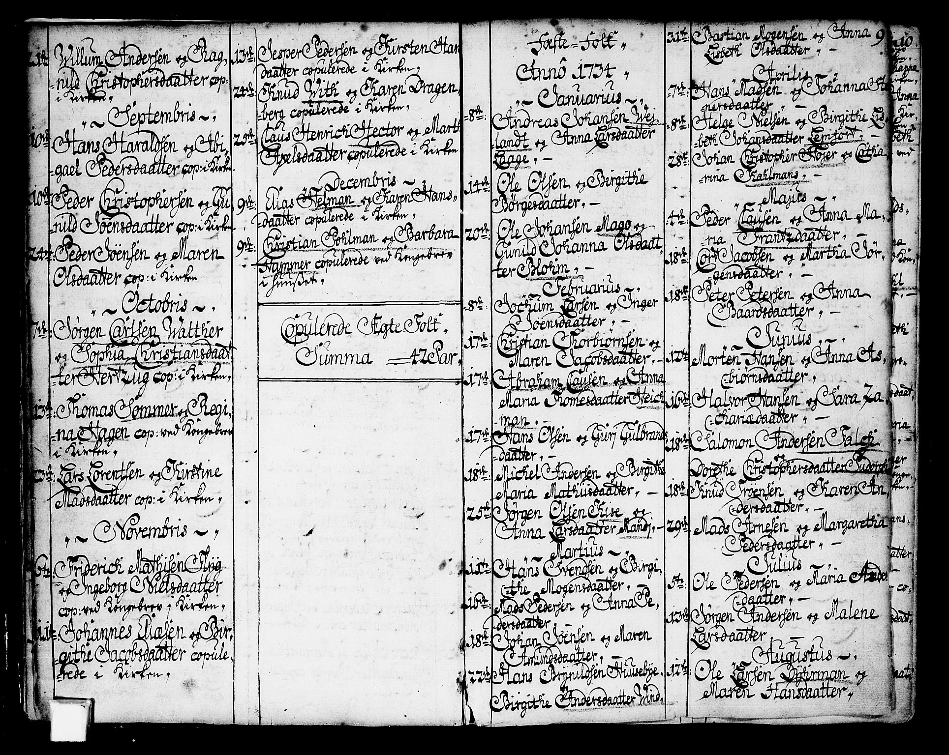 Oslo domkirke Kirkebøker, SAO/A-10752/F/Fa/L0003: Parish register (official) no. 3, 1731-1743, p. 9