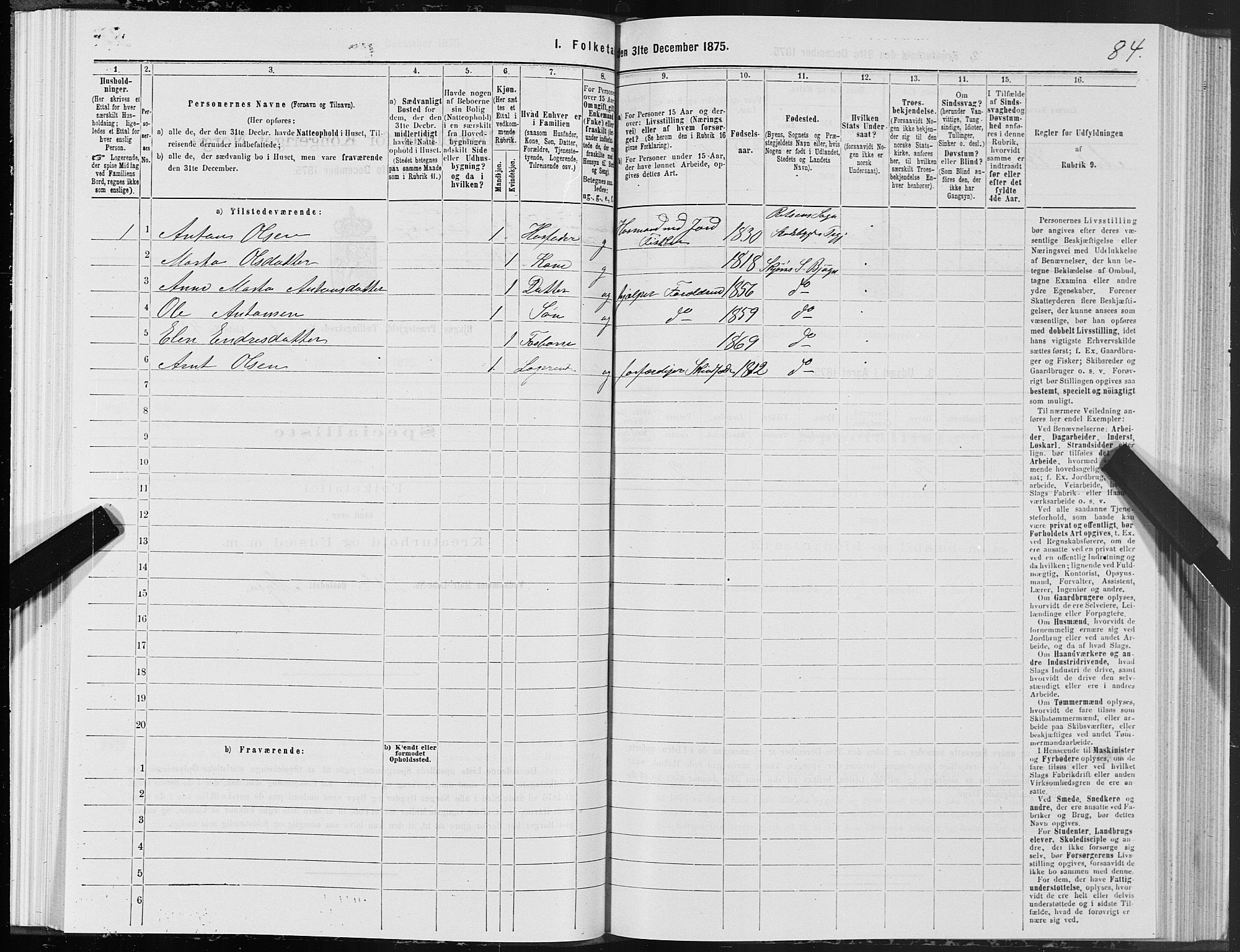 SAT, 1875 census for 1627P Bjugn, 1875, p. 4084