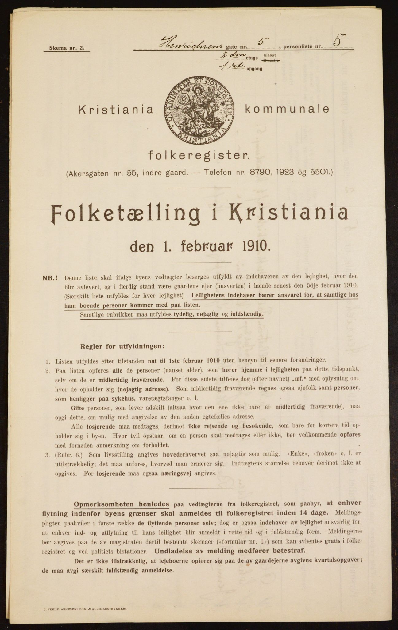 OBA, Municipal Census 1910 for Kristiania, 1910, p. 37852