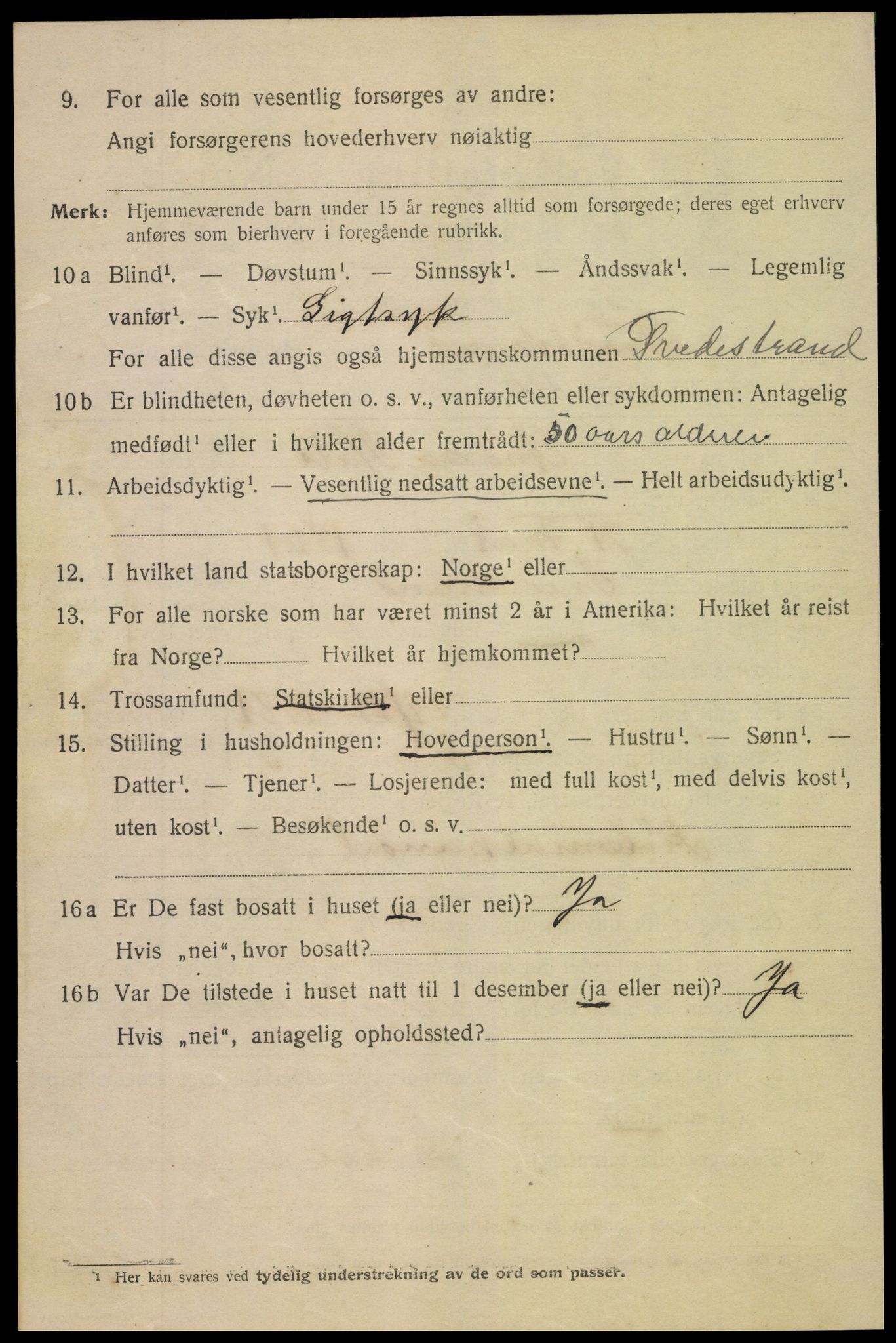 SAK, 1920 census for Tvedestrand, 1920, p. 1720