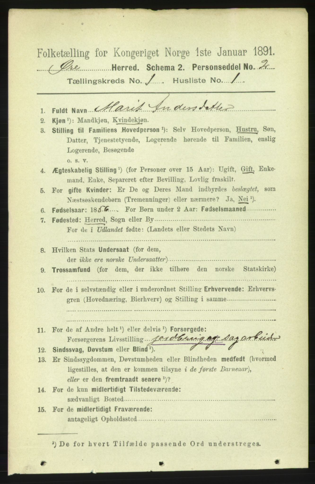 RA, 1891 census for 1558 Øre, 1891, p. 69