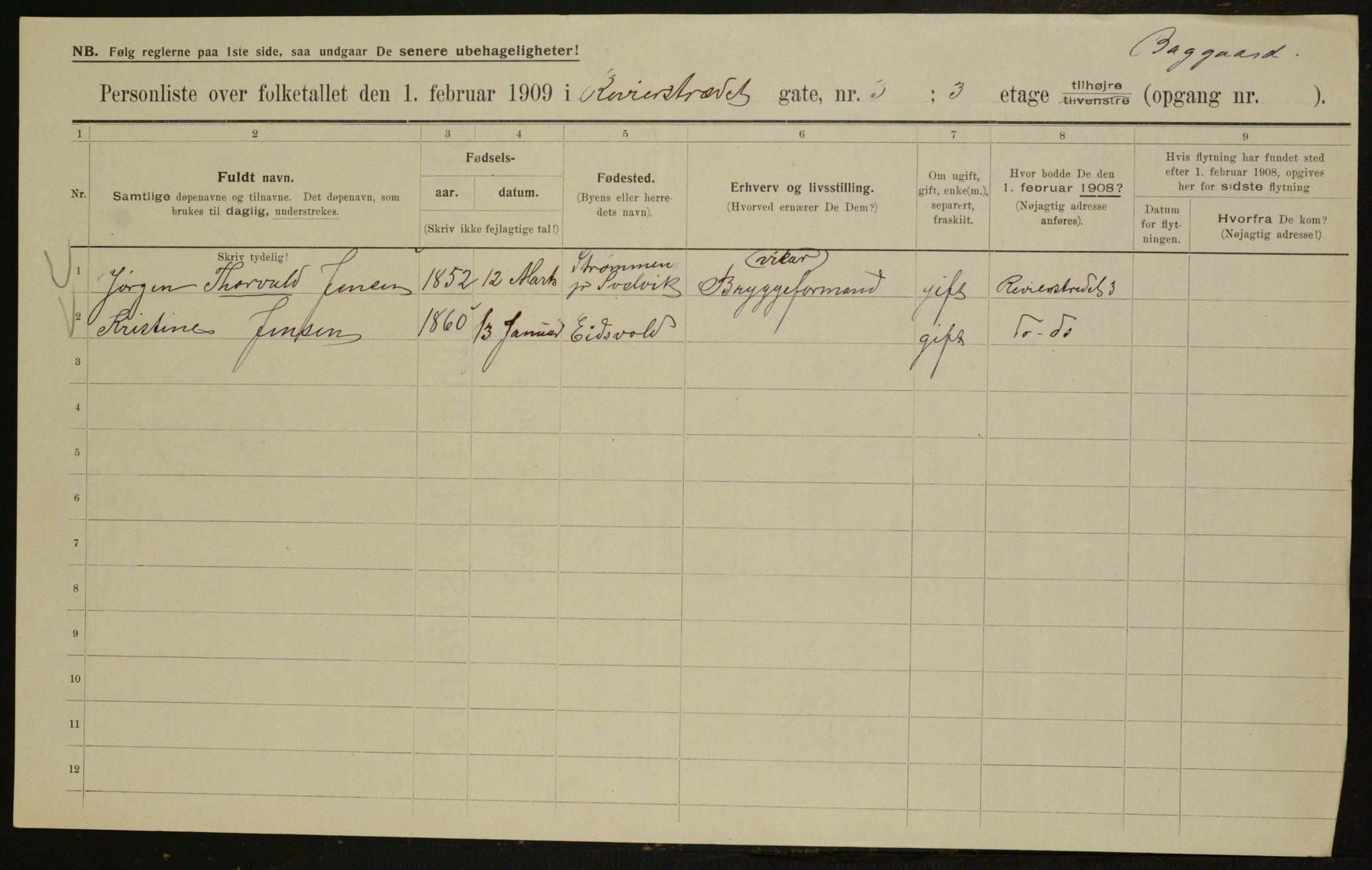 OBA, Municipal Census 1909 for Kristiania, 1909, p. 75147