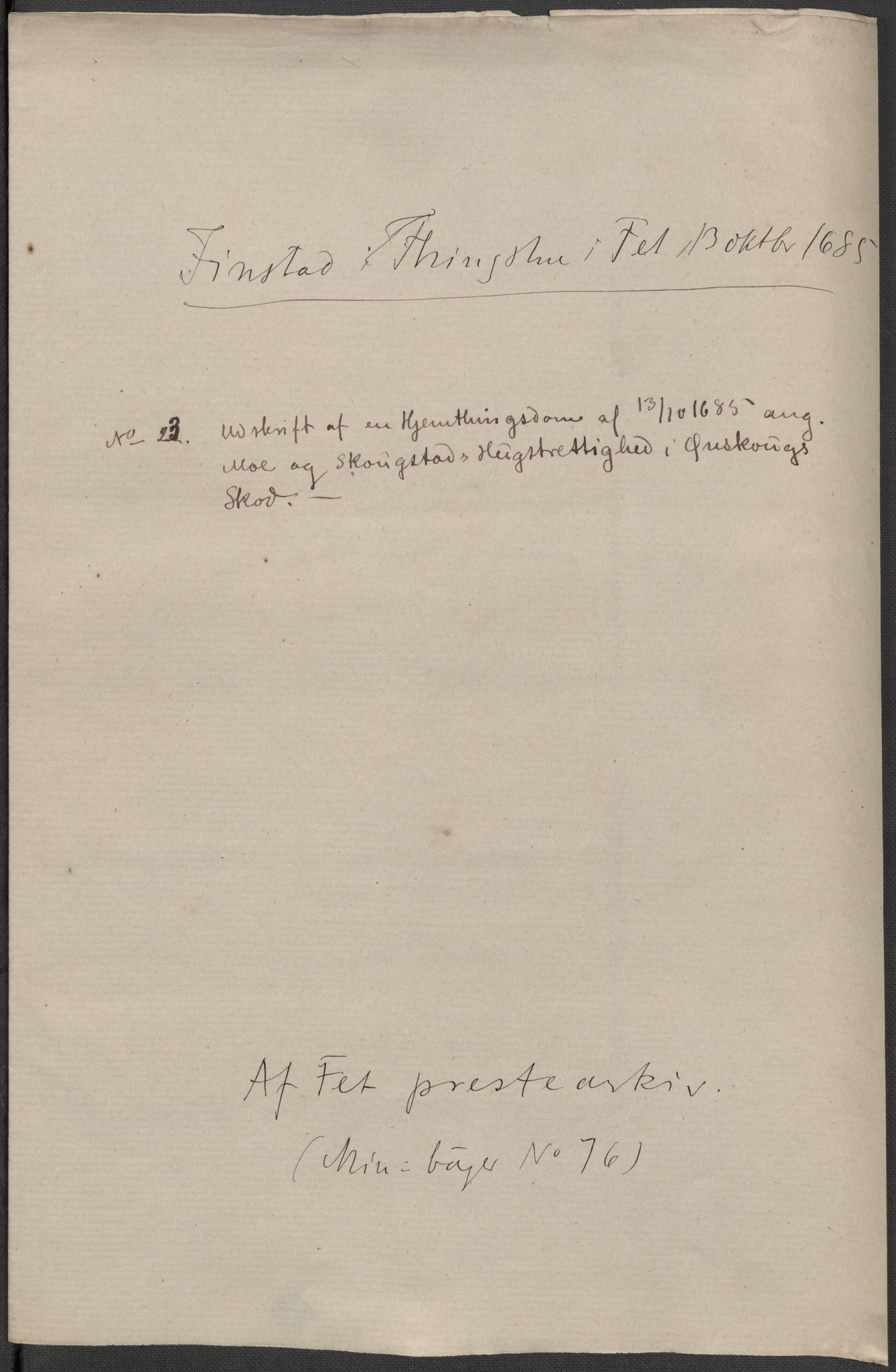 Riksarkivets diplomsamling, RA/EA-5965/F15/L0009: Prestearkiv - Akershus, 1620-1738, p. 154