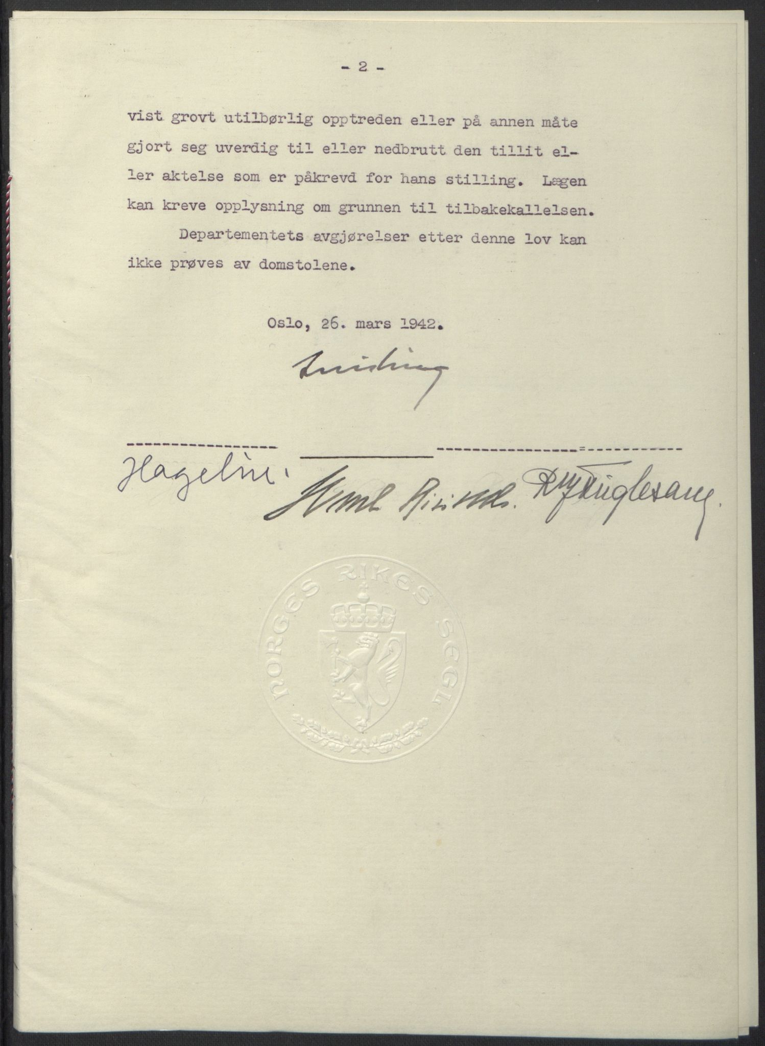 NS-administrasjonen 1940-1945 (Statsrådsekretariatet, de kommisariske statsråder mm), AV/RA-S-4279/D/Db/L0097: Lover I, 1942, p. 217