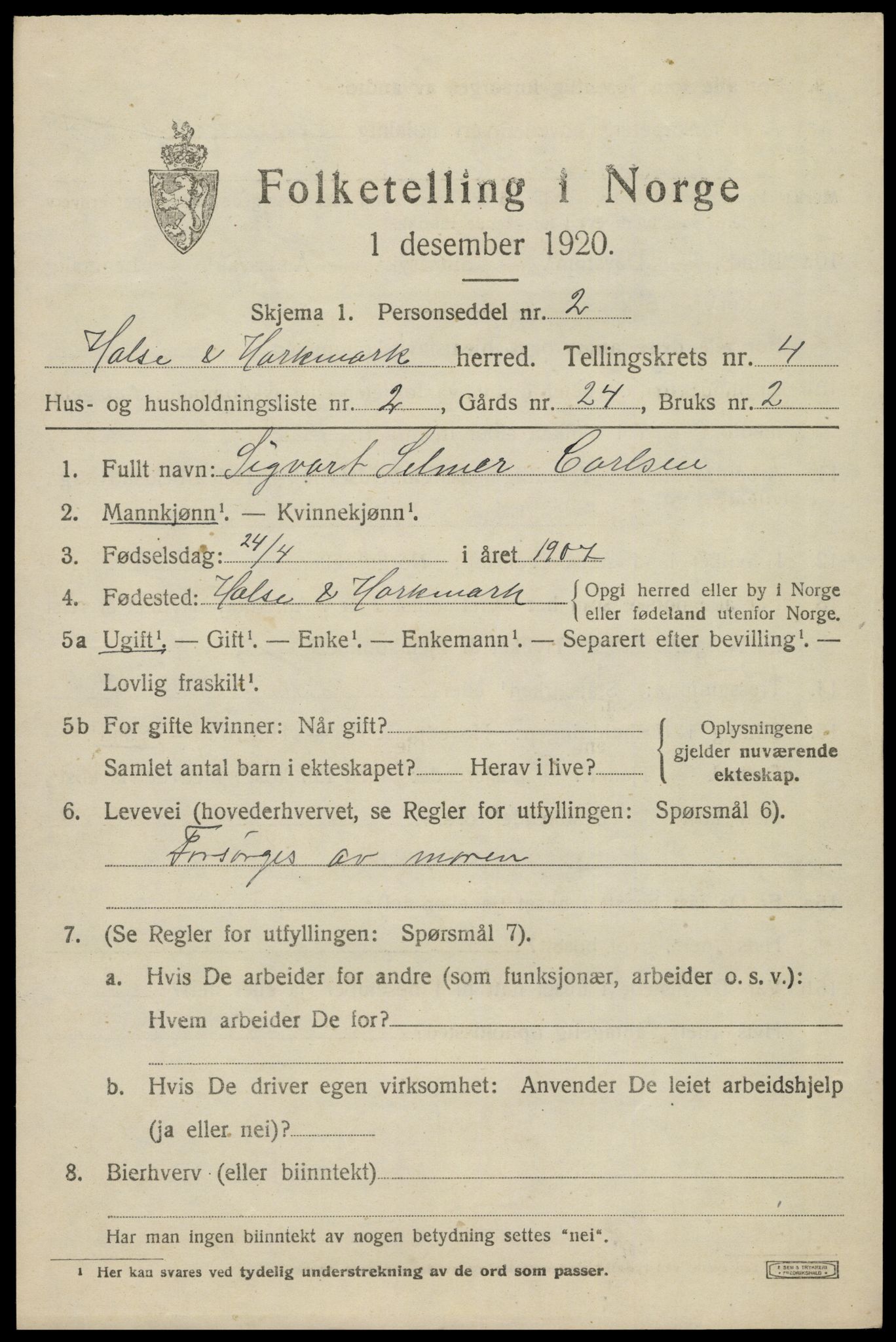 SAK, 1920 census for Halse og Harkmark, 1920, p. 2856