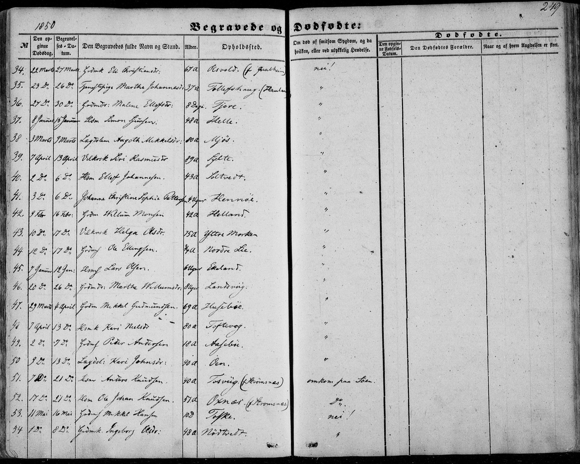 Manger sokneprestembete, AV/SAB-A-76801/H/Haa: Parish register (official) no. A 6, 1849-1859, p. 249