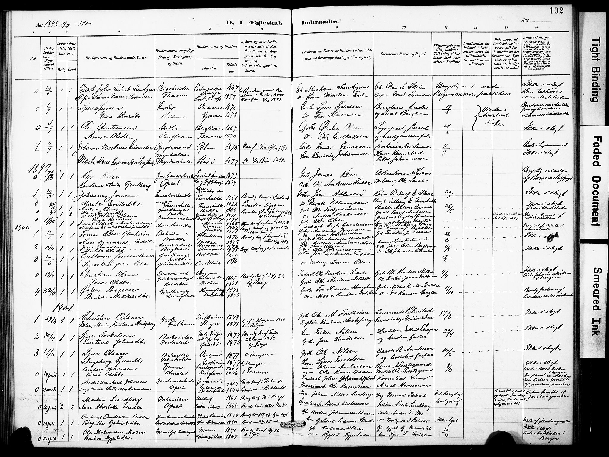 Aurland sokneprestembete, SAB/A-99937/H/Hb/Hbb/L0002: Parish register (copy) no. B 2, 1887-1929, p. 102
