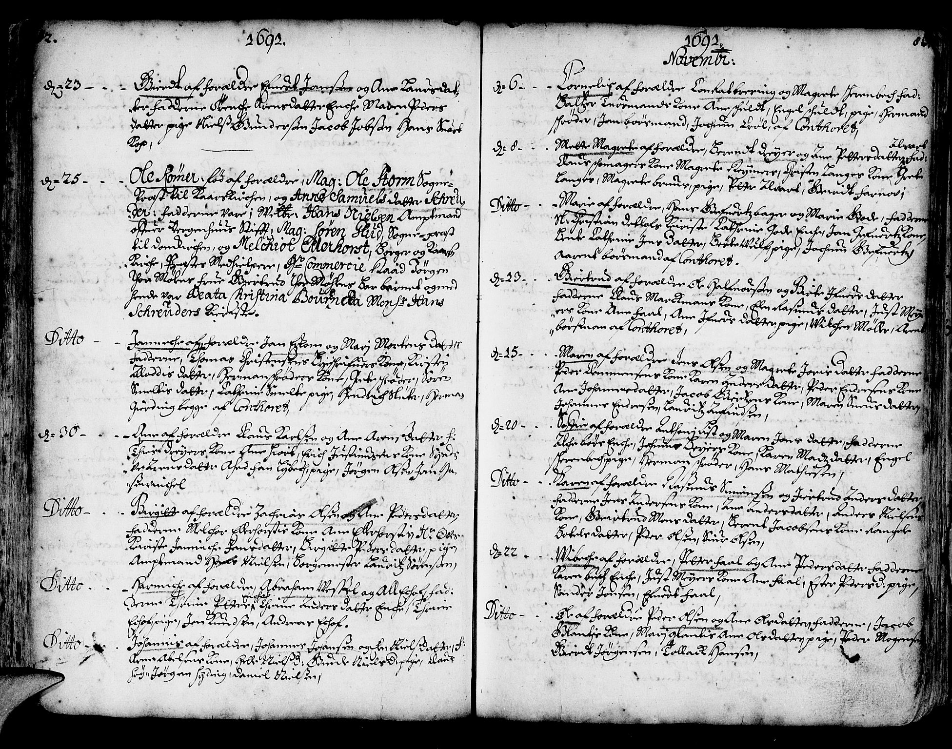 Korskirken sokneprestembete, AV/SAB-A-76101/H/Haa/L0002: Parish register (official) no. A 2, 1688-1697, p. 82-83