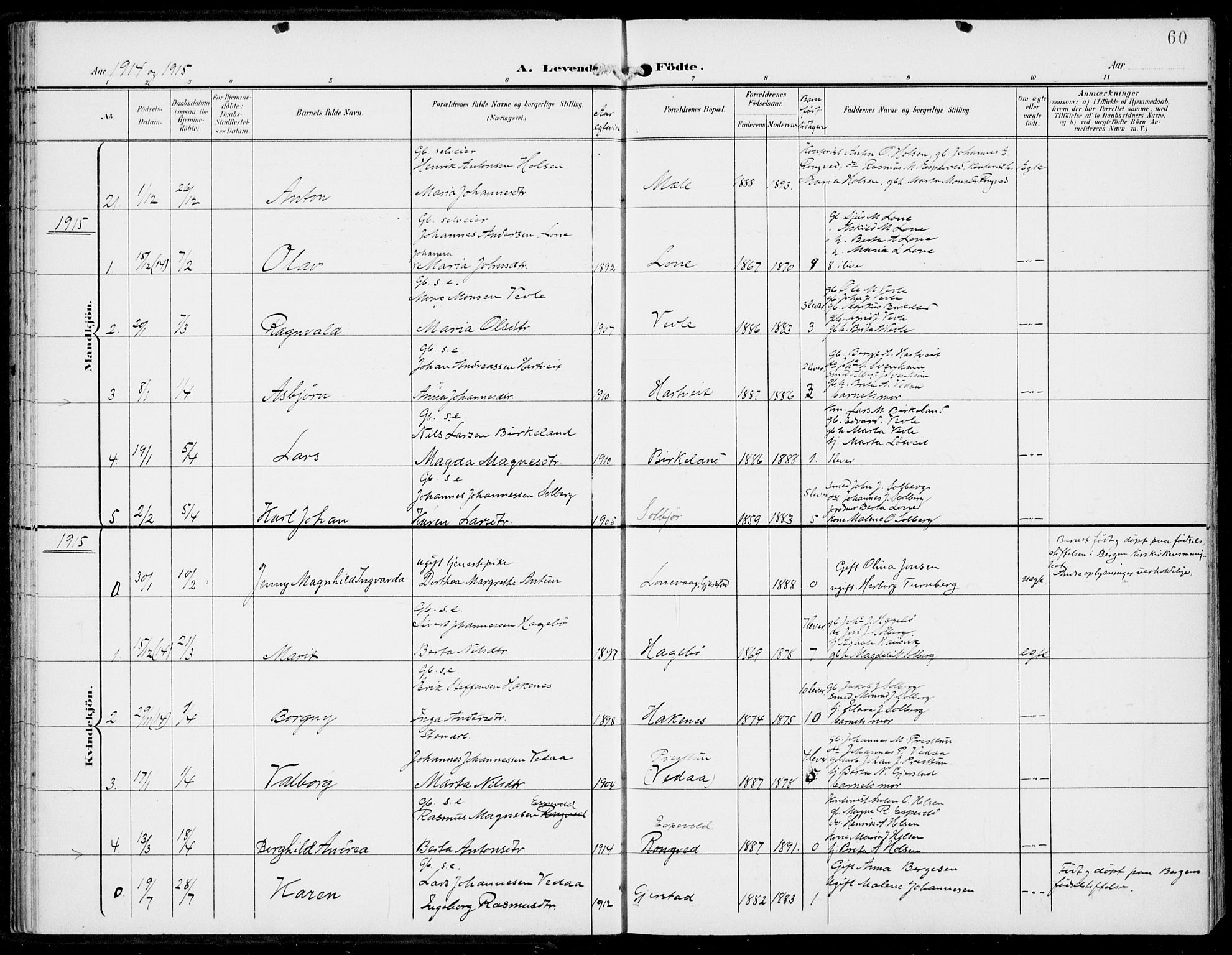 Haus sokneprestembete, AV/SAB-A-75601/H/Haa: Parish register (official) no. C  2, 1900-1915, p. 60