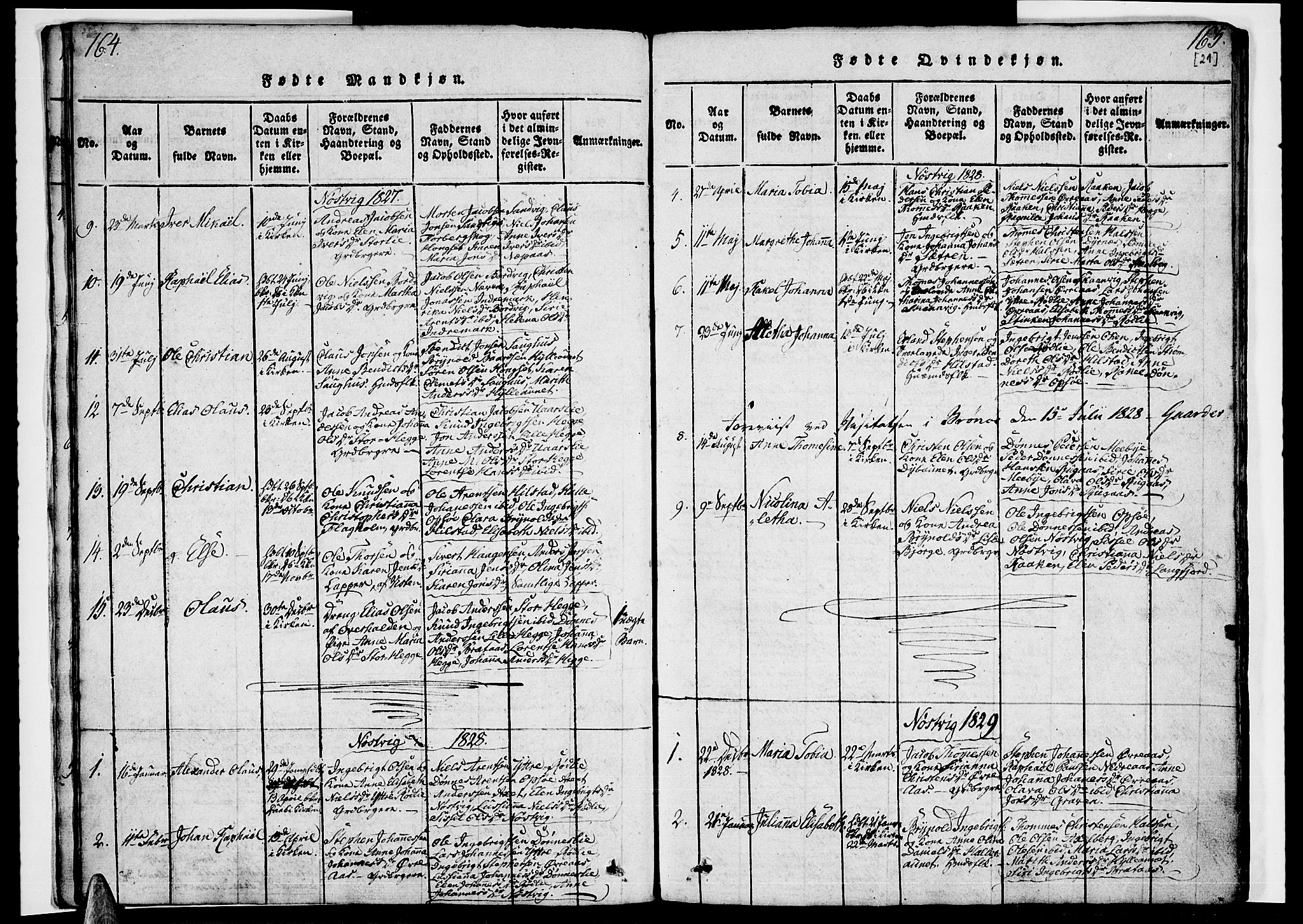 Ministerialprotokoller, klokkerbøker og fødselsregistre - Nordland, SAT/A-1459/814/L0223: Parish register (official) no. 814A04, 1820-1833, p. 164-165