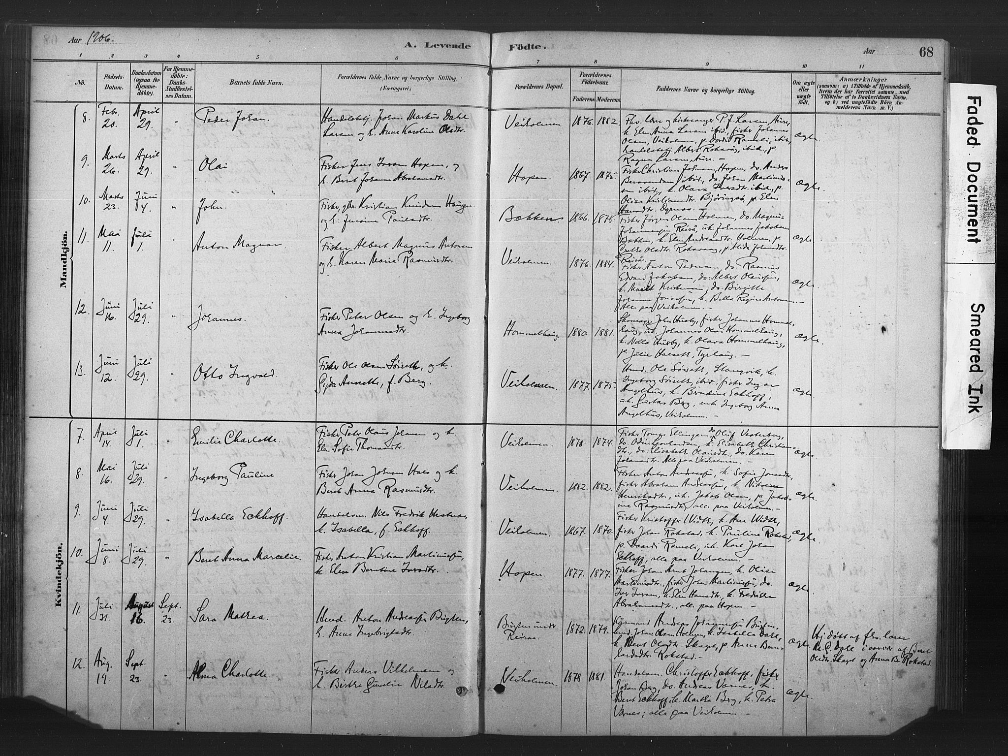 Ministerialprotokoller, klokkerbøker og fødselsregistre - Møre og Romsdal, AV/SAT-A-1454/583/L0954: Parish register (official) no. 583A01, 1880-1906, p. 68