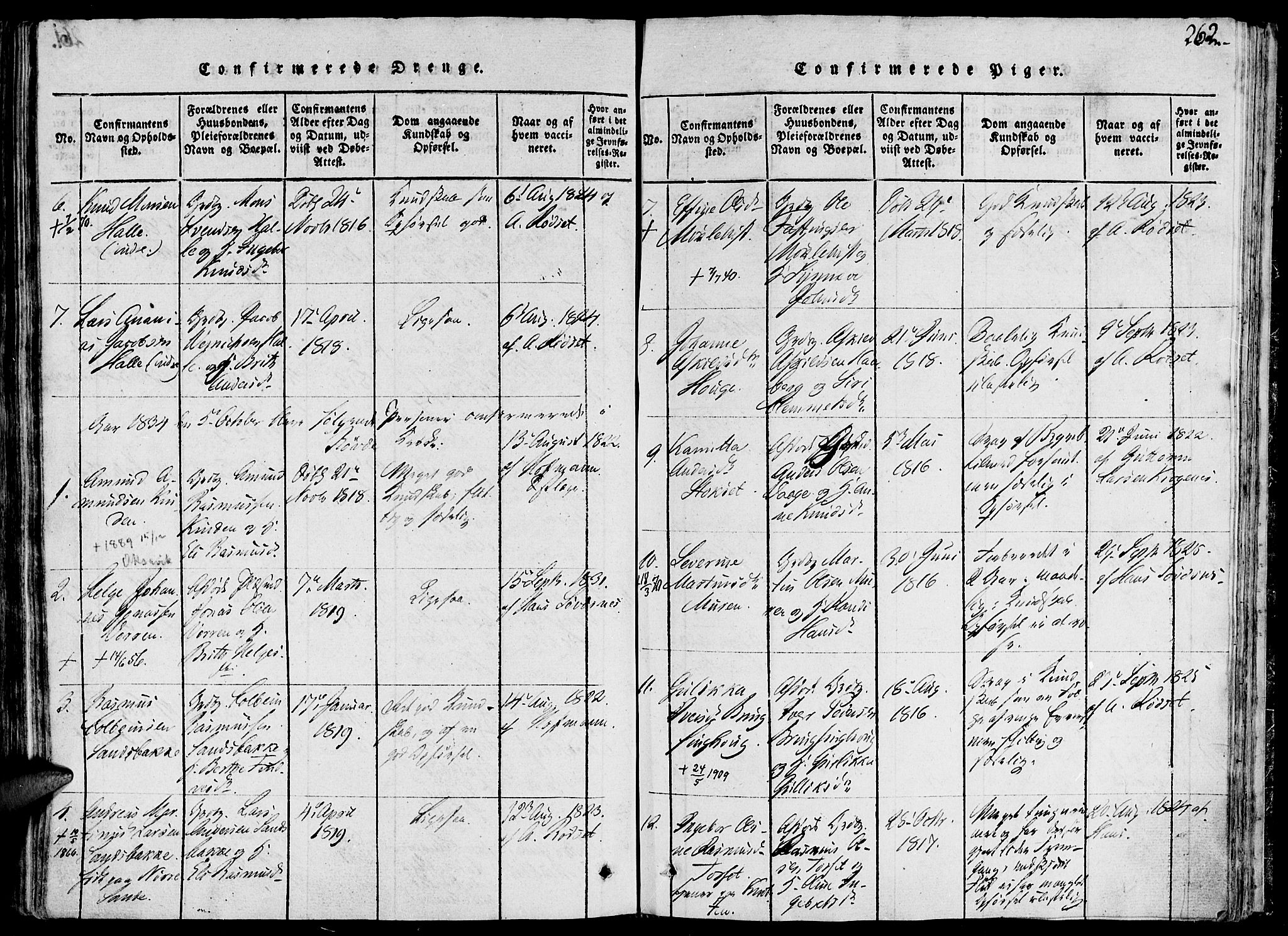 Ministerialprotokoller, klokkerbøker og fødselsregistre - Møre og Romsdal, AV/SAT-A-1454/503/L0033: Parish register (official) no. 503A01, 1816-1841, p. 262