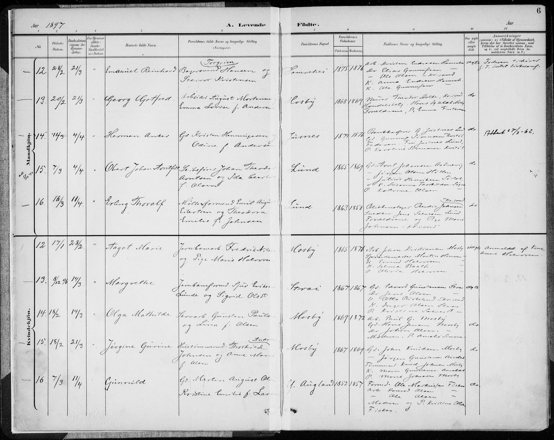 Oddernes sokneprestkontor, AV/SAK-1111-0033/F/Fa/Faa/L0010: Parish register (official) no. A 10, 1897-1911, p. 6