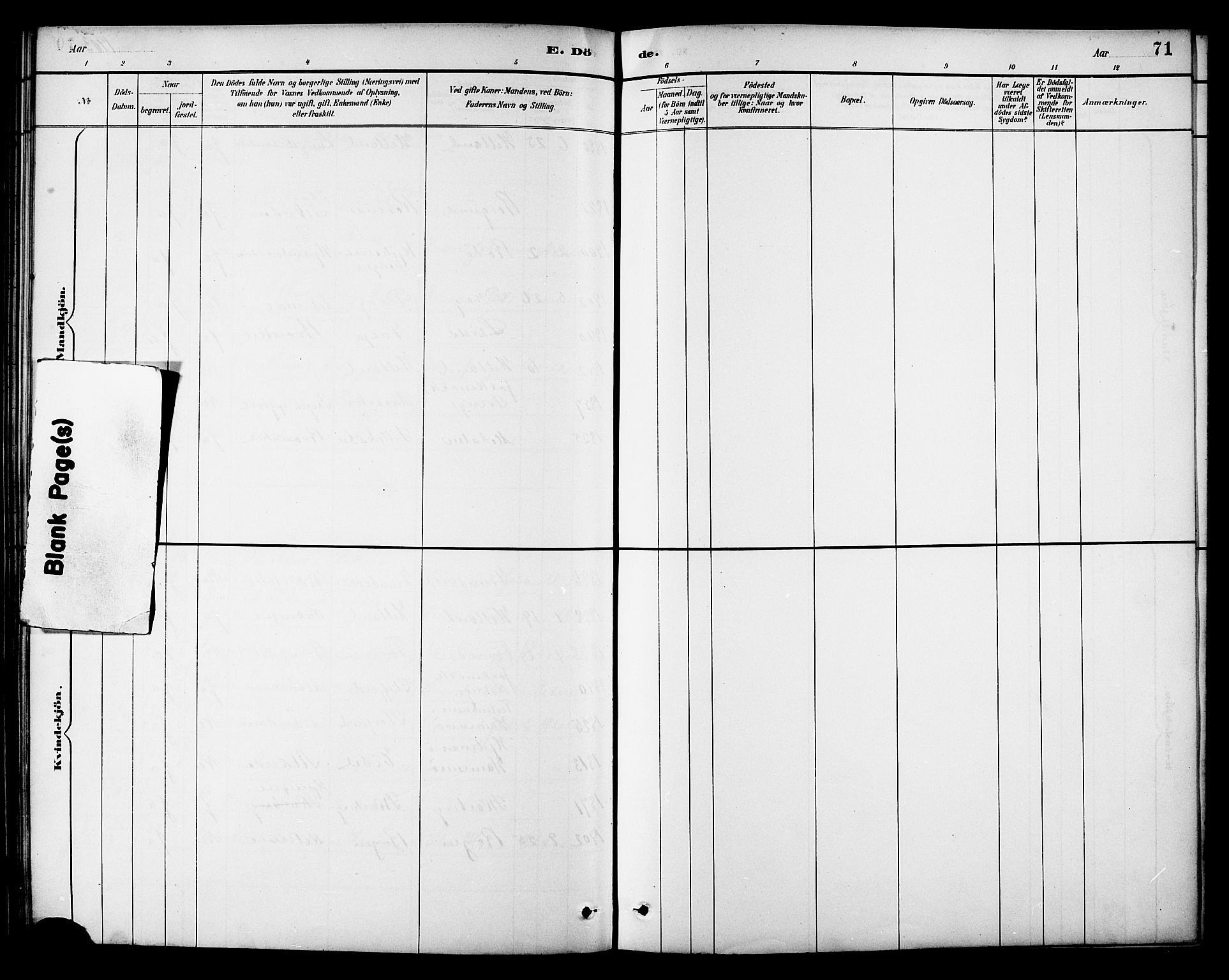 Ministerialprotokoller, klokkerbøker og fødselsregistre - Nordland, AV/SAT-A-1459/861/L0870: Parish register (official) no. 861A05, 1889-1903, p. 71