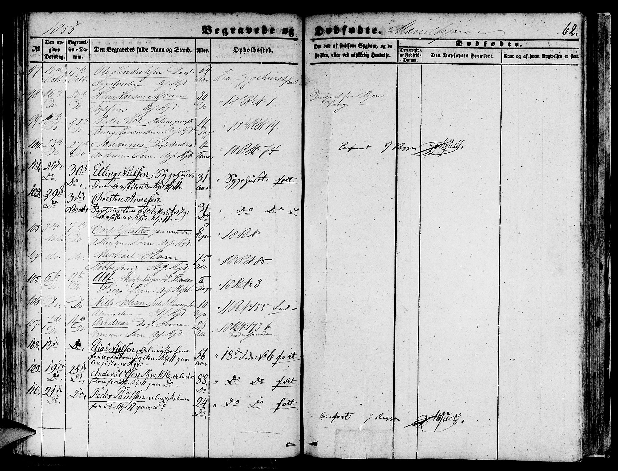 Domkirken sokneprestembete, AV/SAB-A-74801/H/Hab/L0038: Parish register (copy) no. E 2, 1847-1859, p. 62