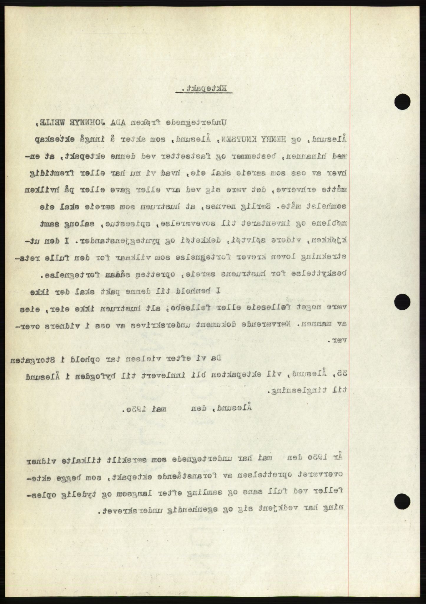 Ålesund byfogd, SAT/A-4384: Mortgage book no. 26, 1930-1930, Deed date: 13.05.1930