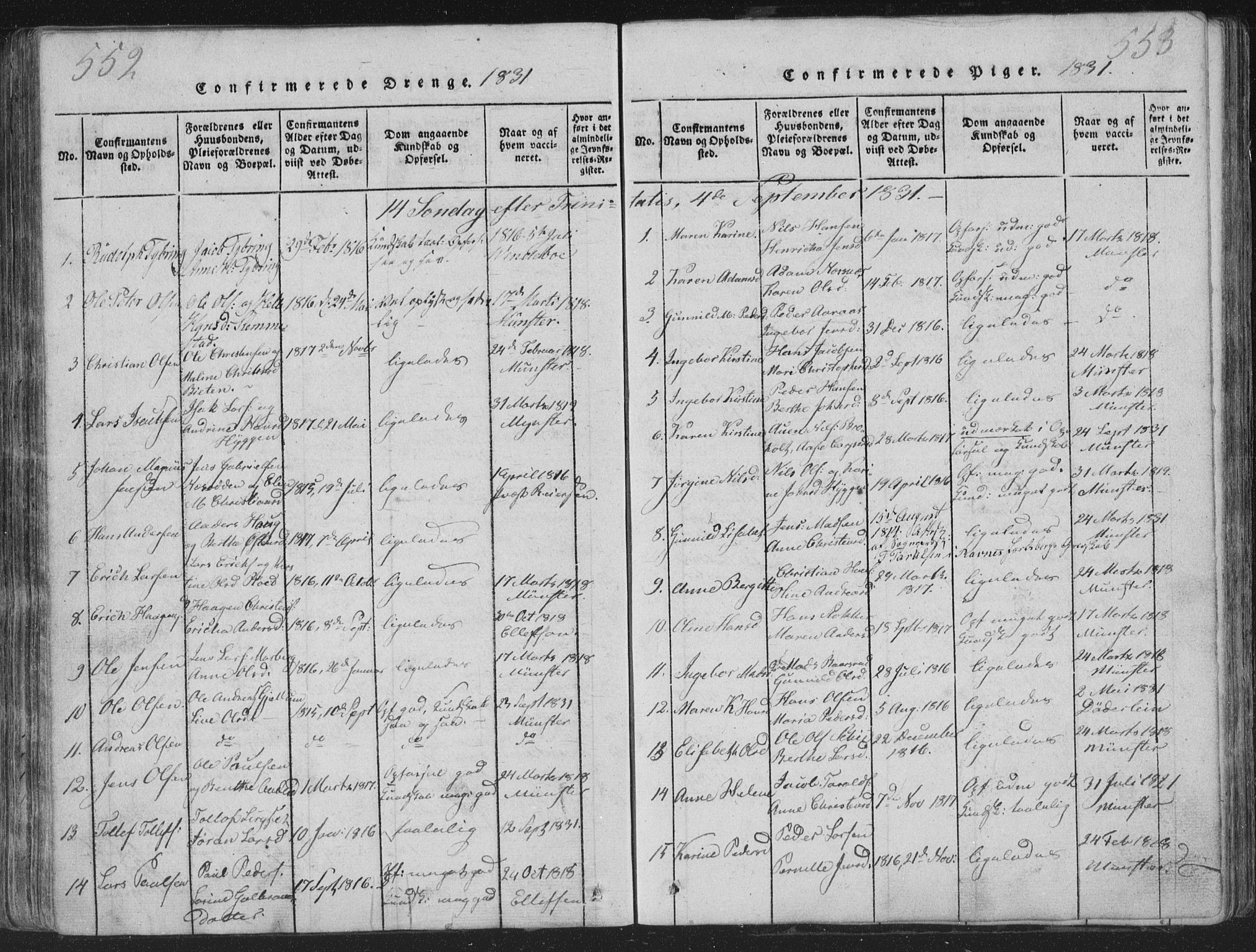 Røyken kirkebøker, SAKO/A-241/G/Ga/L0003: Parish register (copy) no. 3, 1814-1856, p. 552-553