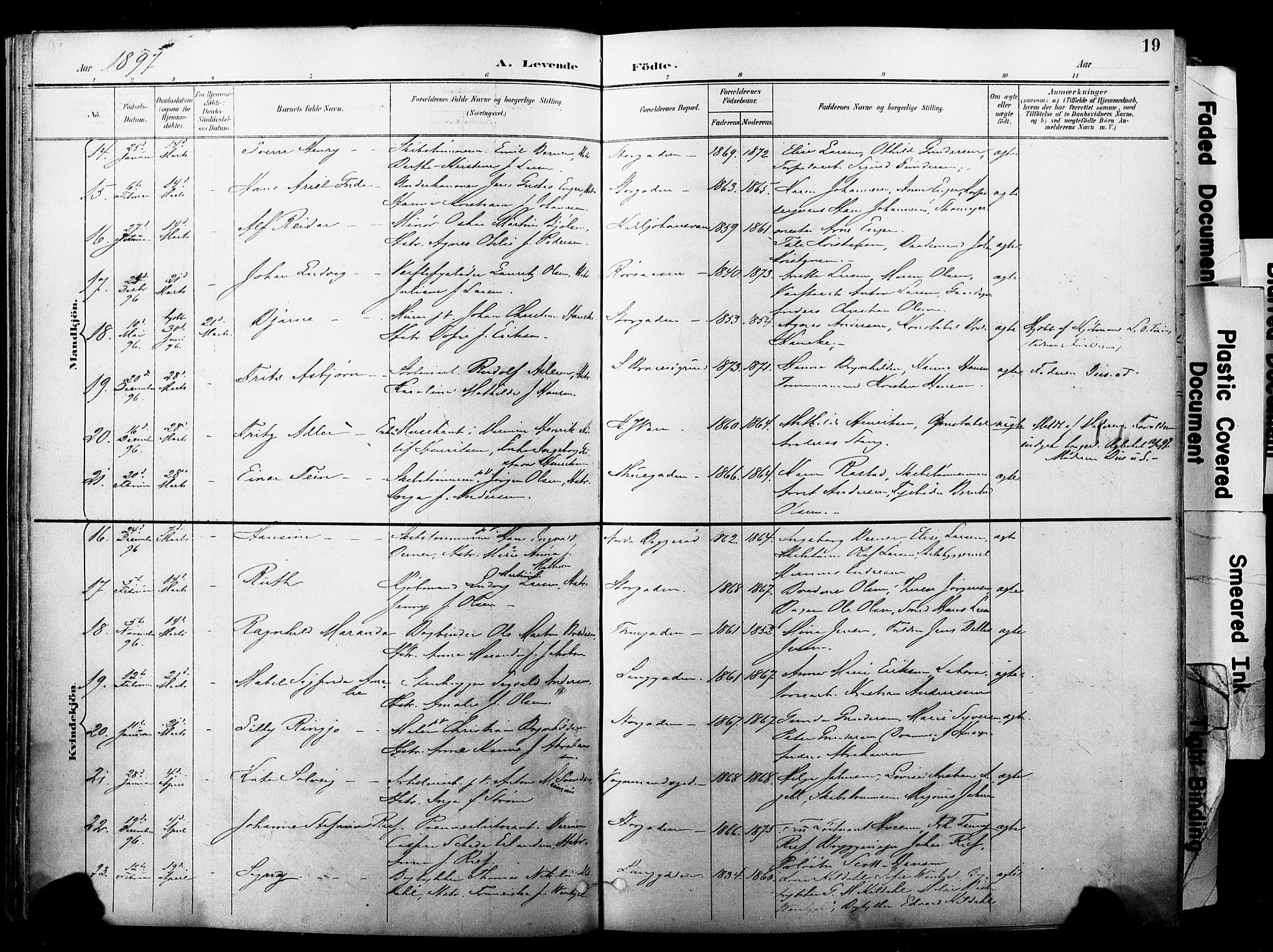 Horten kirkebøker, AV/SAKO-A-348/F/Fa/L0005: Parish register (official) no. 5, 1896-1904, p. 19