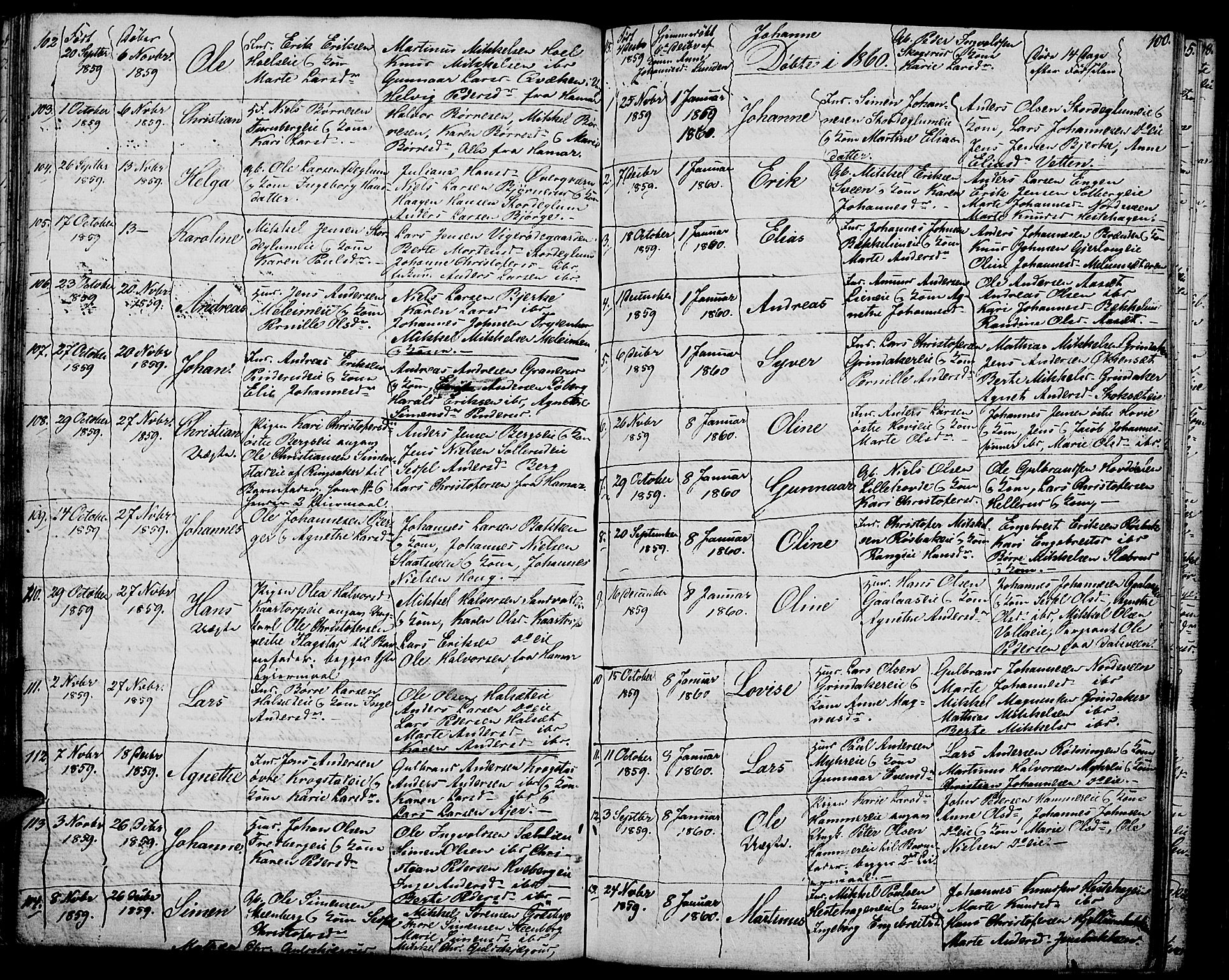 Vang prestekontor, Hedmark, AV/SAH-PREST-008/H/Ha/Hab/L0009: Parish register (copy) no. 9, 1836-1870, p. 100