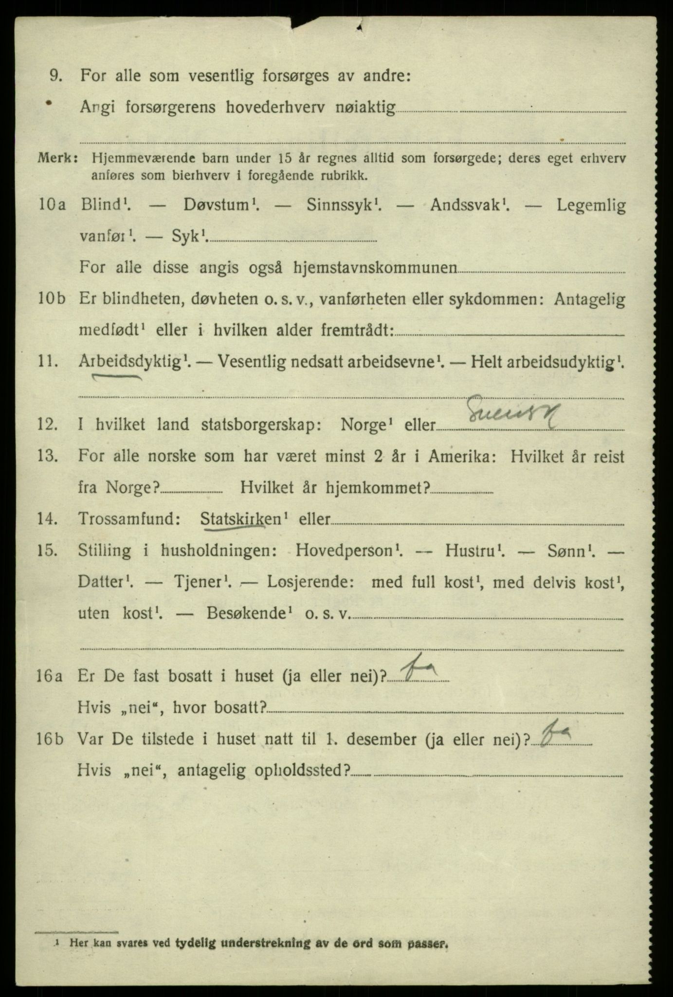 SAB, 1920 census for Odda, 1920, p. 13016