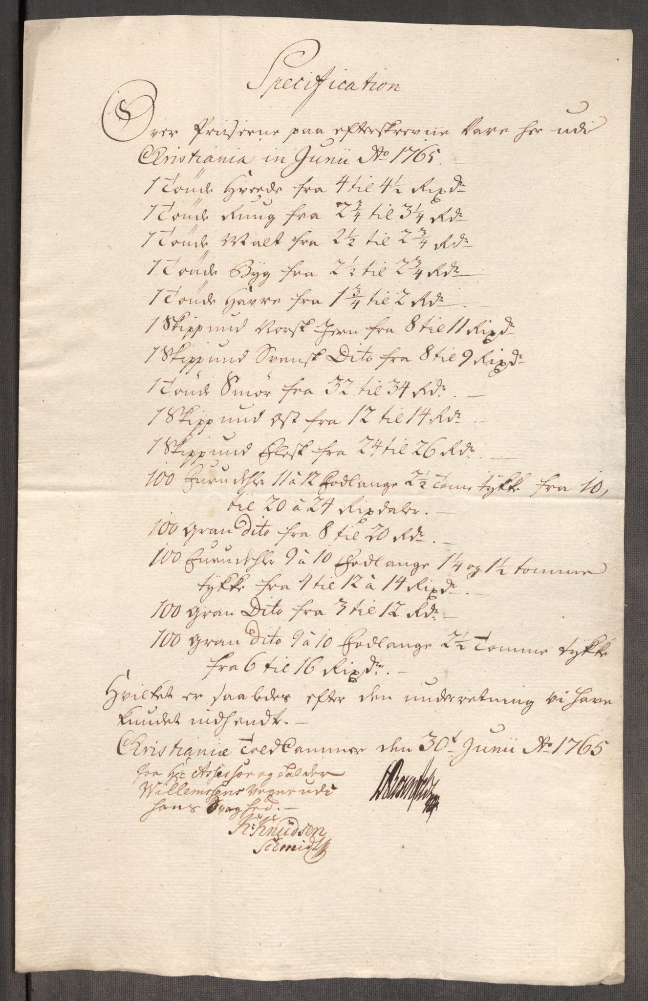 Rentekammeret inntil 1814, Realistisk ordnet avdeling, AV/RA-EA-4070/Oe/L0008: [Ø1]: Priskuranter, 1764-1768, p. 350