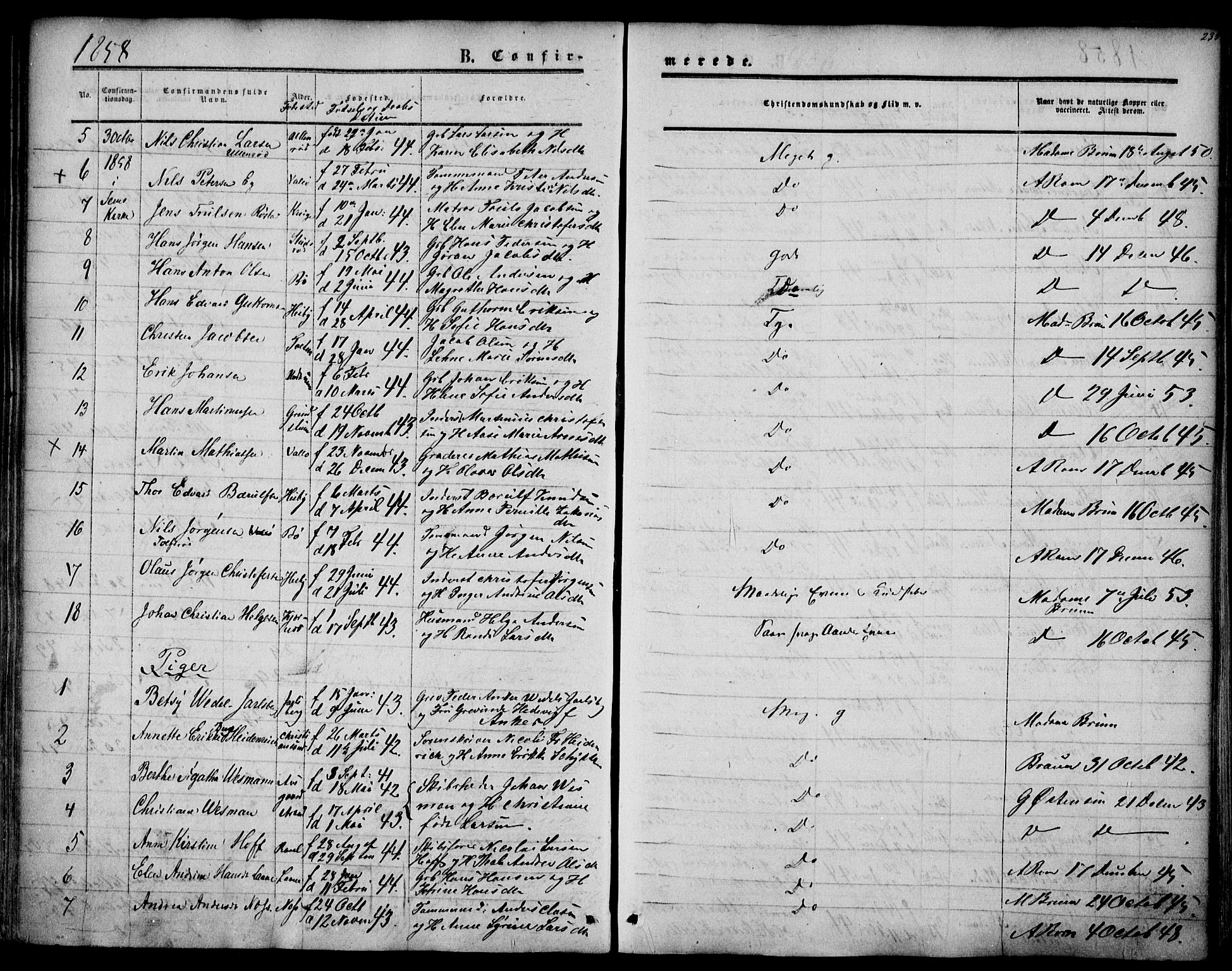 Sem kirkebøker, AV/SAKO-A-5/F/Fa/L0007: Parish register (official) no. I 7, 1856-1865, p. 235