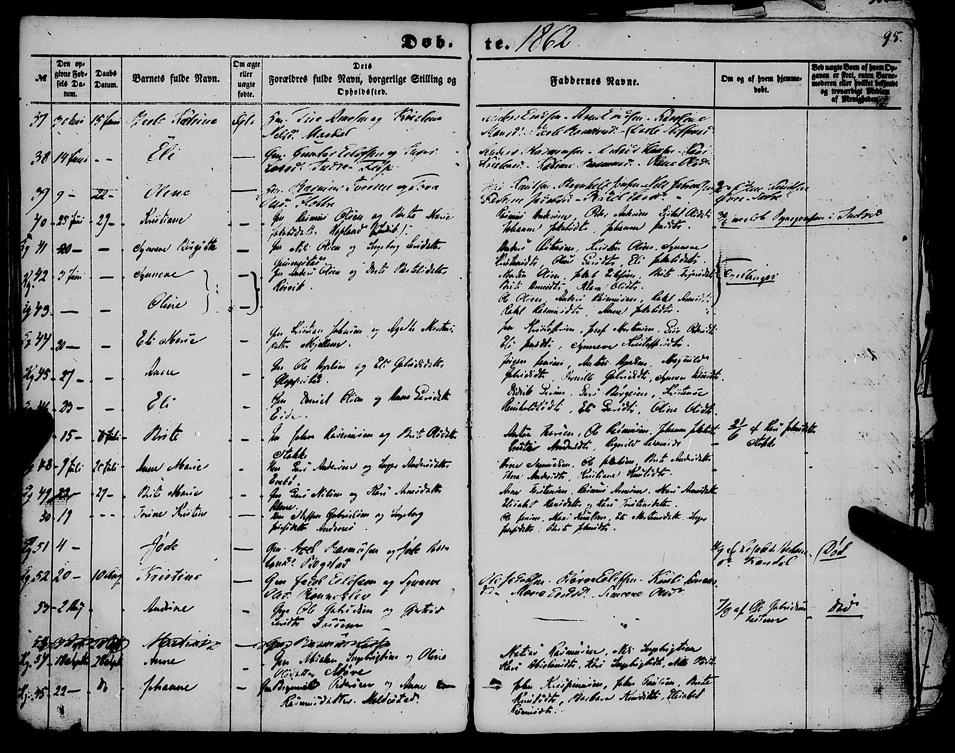 Gloppen sokneprestembete, AV/SAB-A-80101/H/Haa/Haaa/L0009: Parish register (official) no. A 9, 1855-1870, p. 95