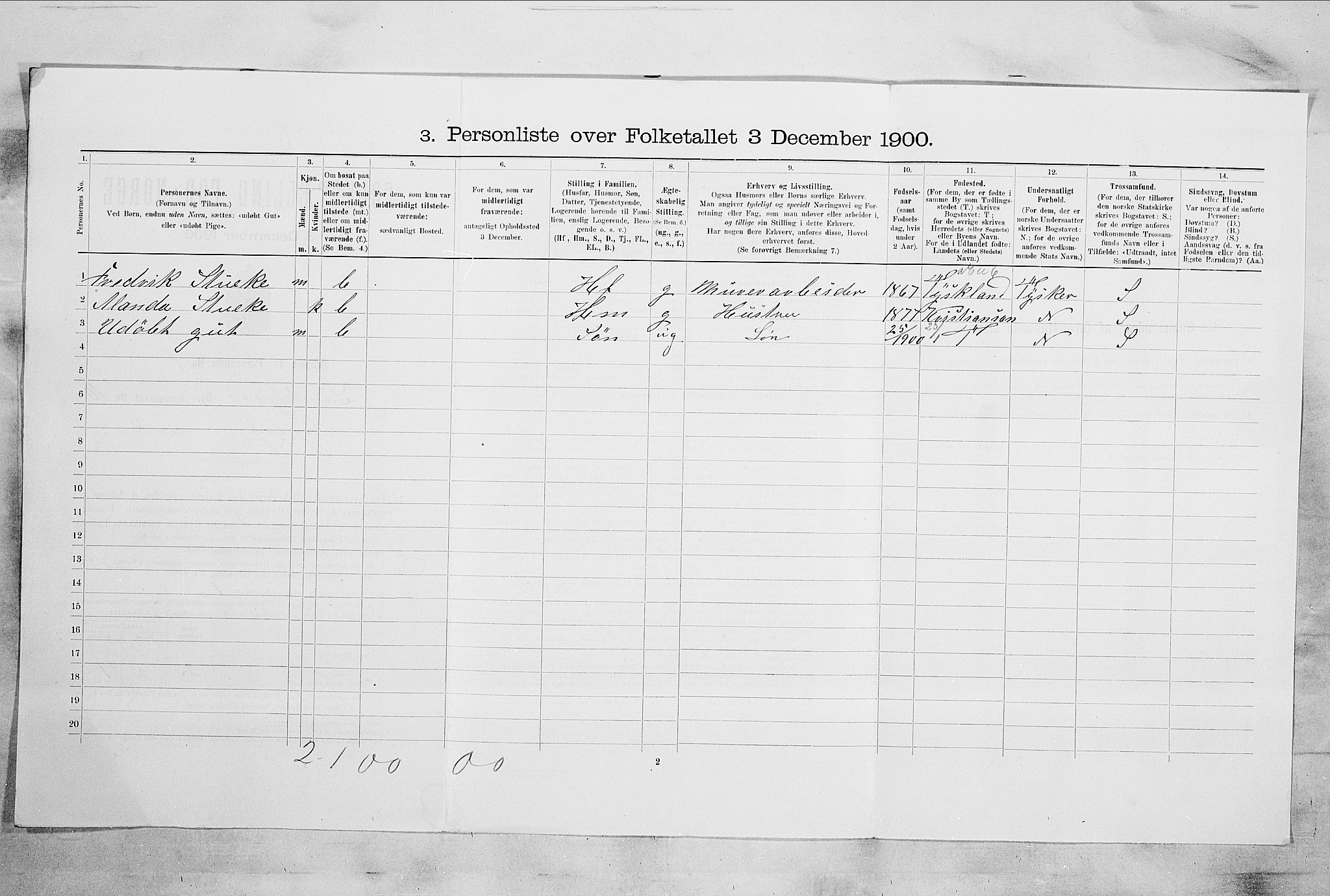 RA, 1900 census for Sandefjord, 1900, p. 2400