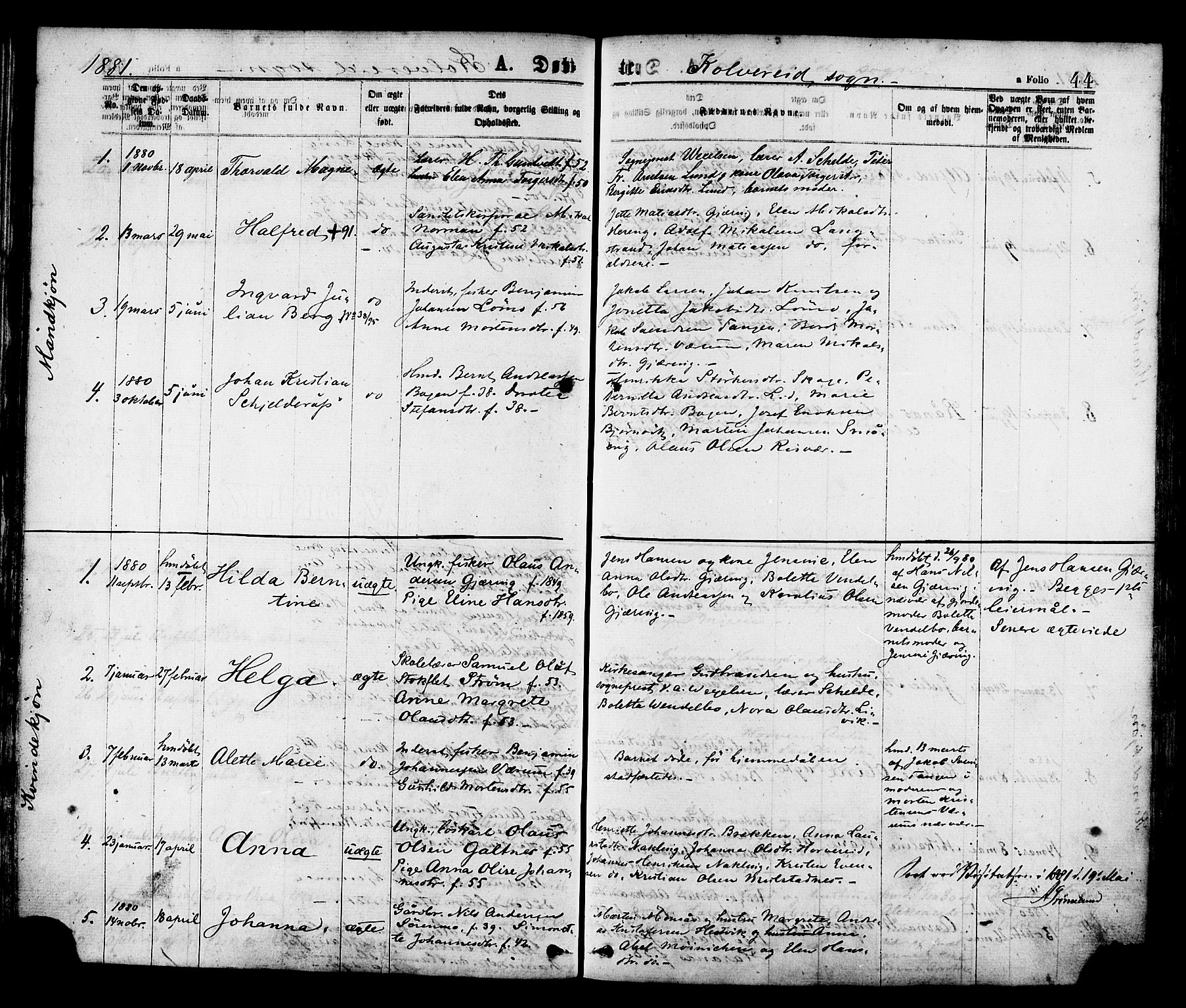 Ministerialprotokoller, klokkerbøker og fødselsregistre - Nord-Trøndelag, SAT/A-1458/780/L0642: Parish register (official) no. 780A07 /1, 1874-1885, p. 44