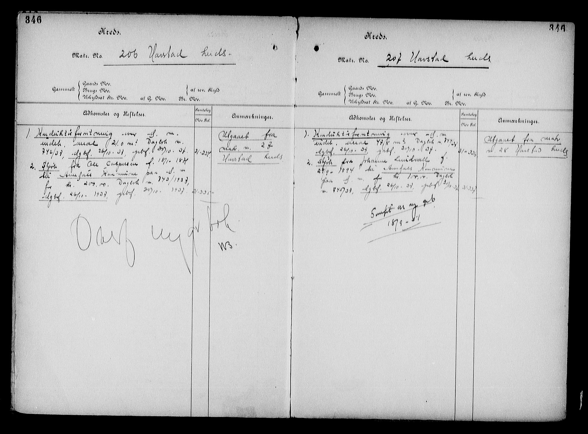 Arendal byfogd, AV/SAK-1222-0001/G/Ga/L0015: Mortgage register no. 13, 1860-1960, p. 346