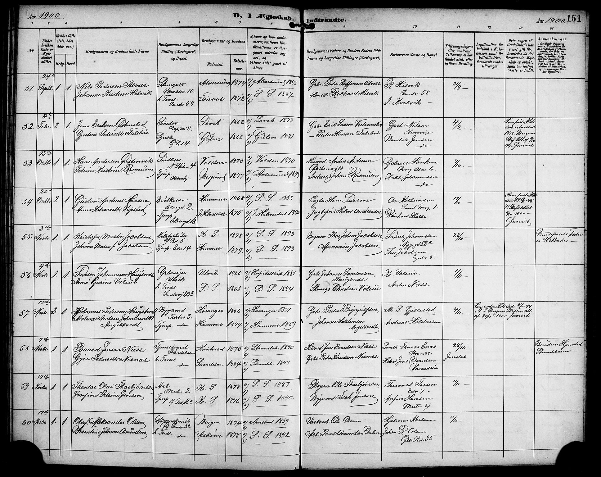 Sandviken Sokneprestembete, AV/SAB-A-77601/H/Hb/L0003: Parish register (copy) no. A 4, 1892-1901, p. 151