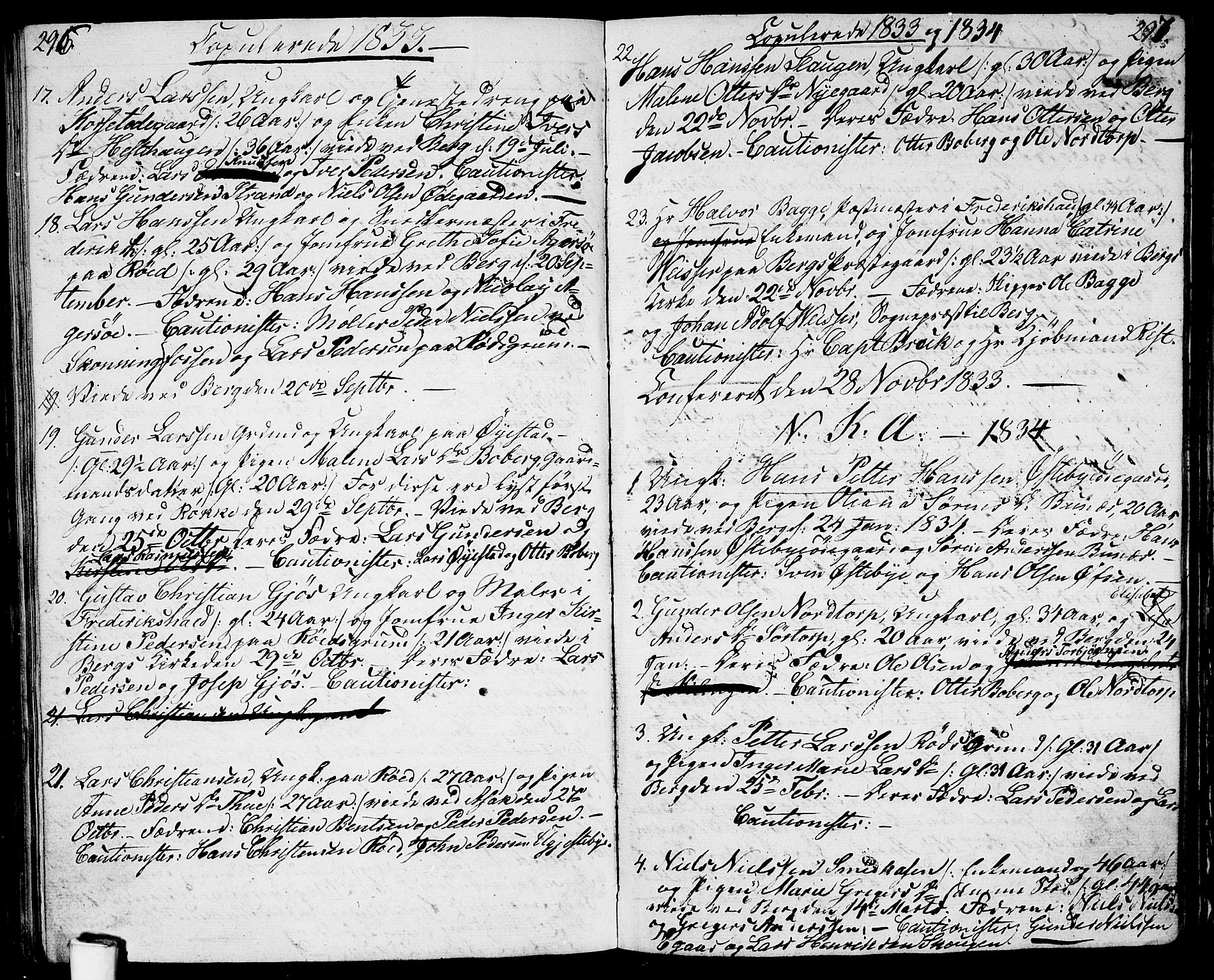 Berg prestekontor Kirkebøker, SAO/A-10902/G/Ga/L0002: Parish register (copy) no. I 2, 1832-1844, p. 296-297