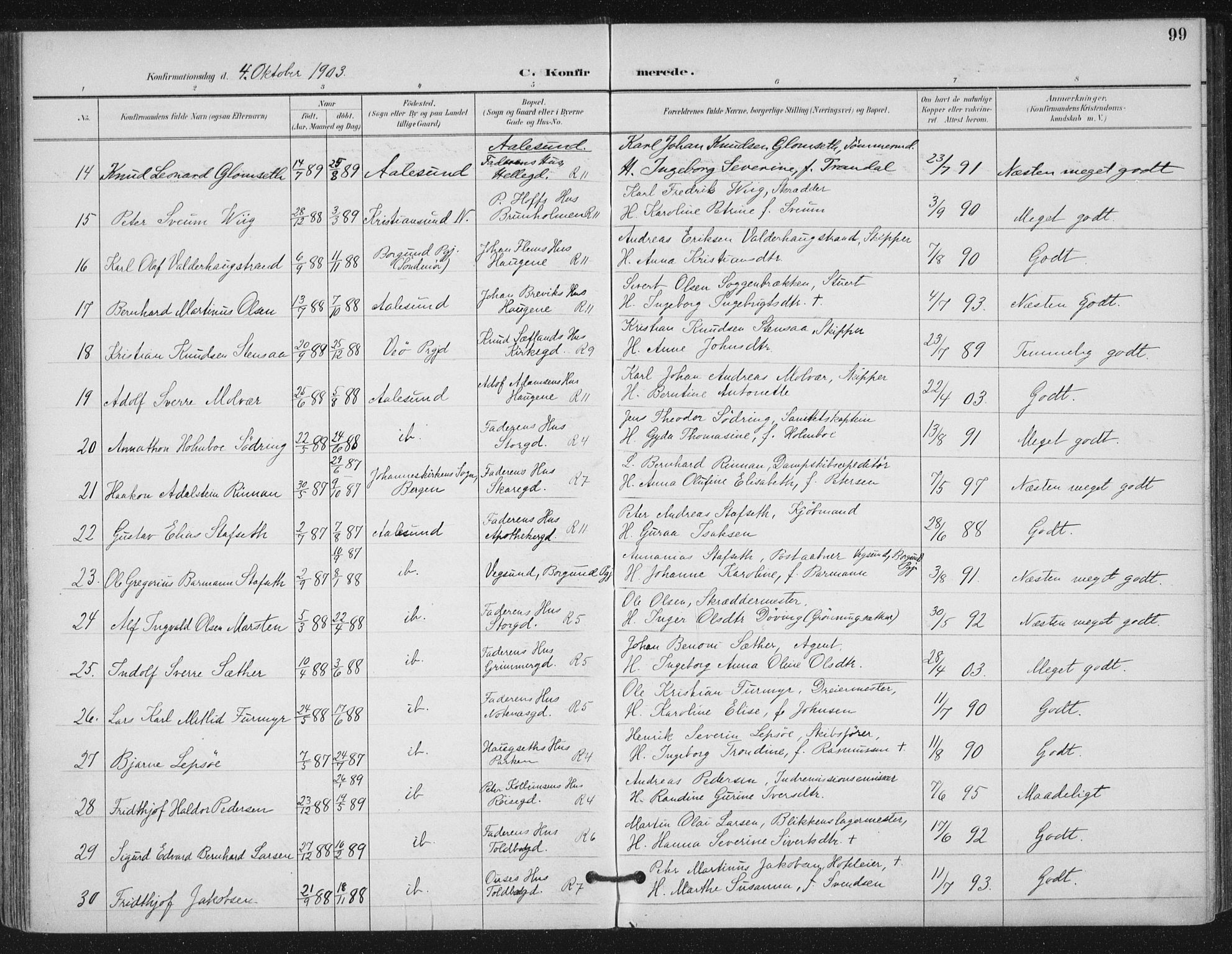 Ministerialprotokoller, klokkerbøker og fødselsregistre - Møre og Romsdal, AV/SAT-A-1454/529/L0457: Parish register (official) no. 529A07, 1894-1903, p. 99