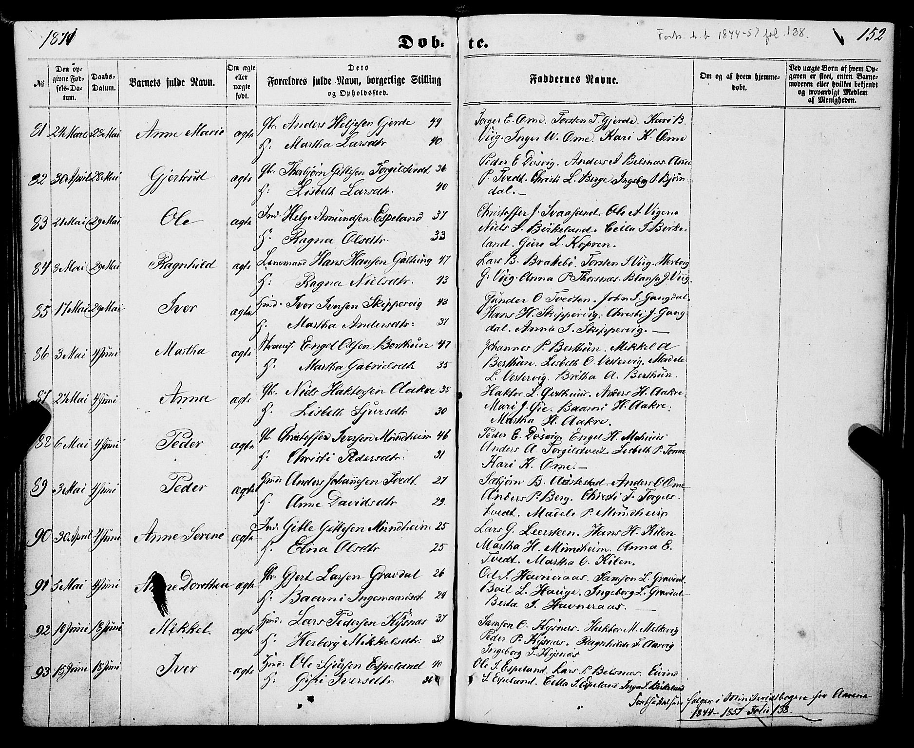 Strandebarm sokneprestembete, AV/SAB-A-78401/H/Haa: Parish register (official) no. A 8, 1858-1872, p. 152