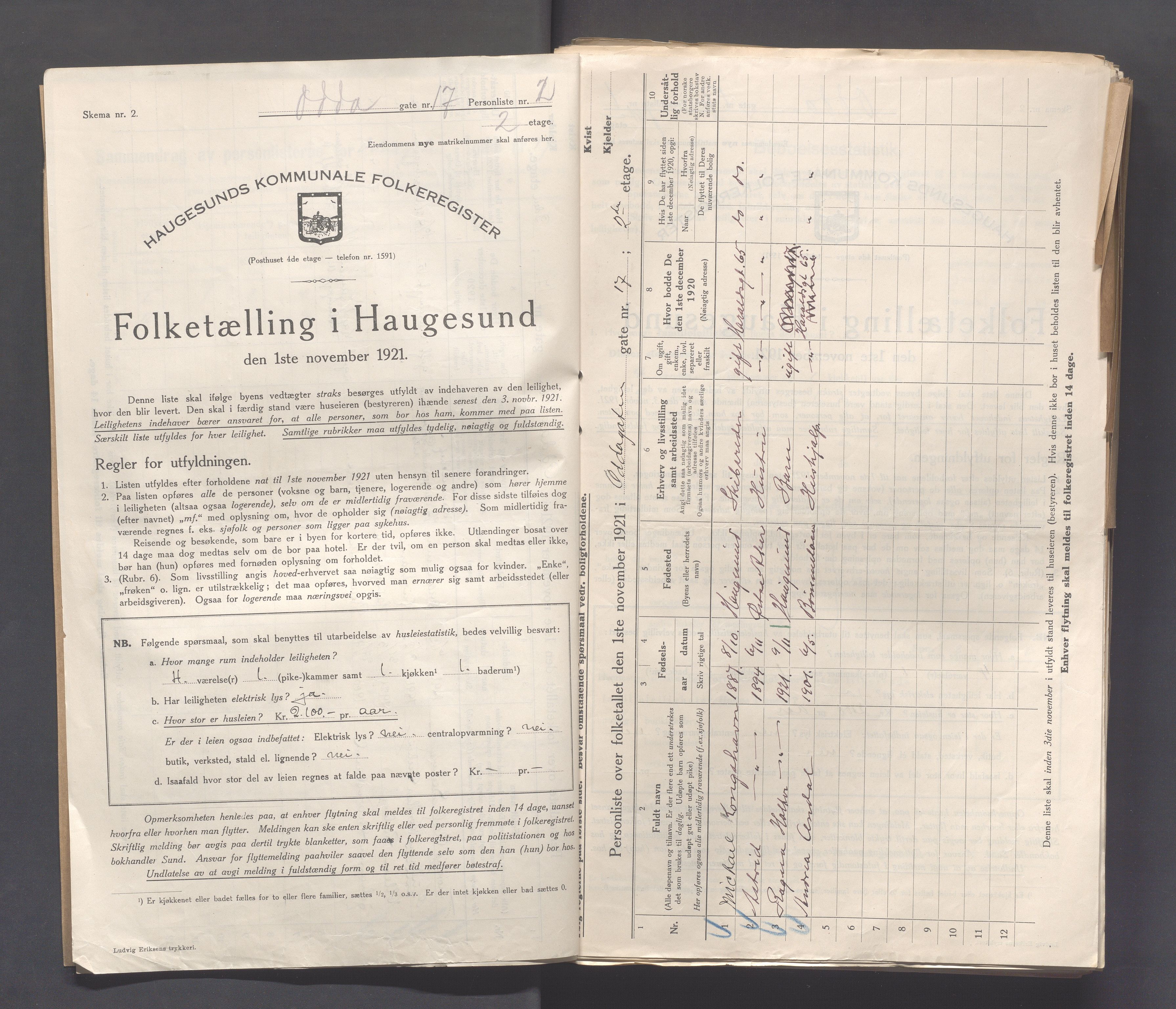 IKAR, Local census 1.11.1921 for Haugesund, 1921, p. 3204