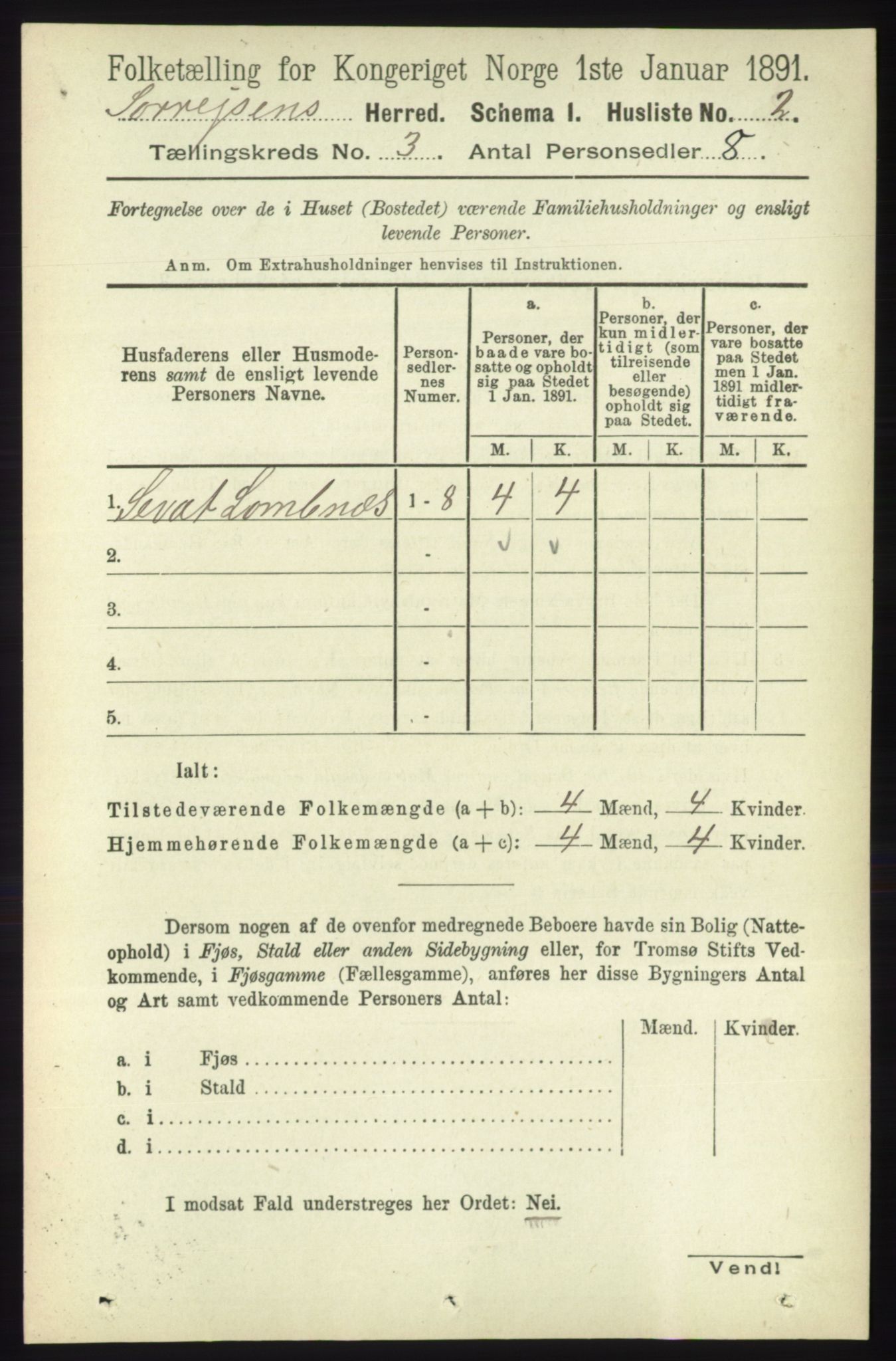 RA, 1891 census for 1925 Sørreisa, 1891, p. 645