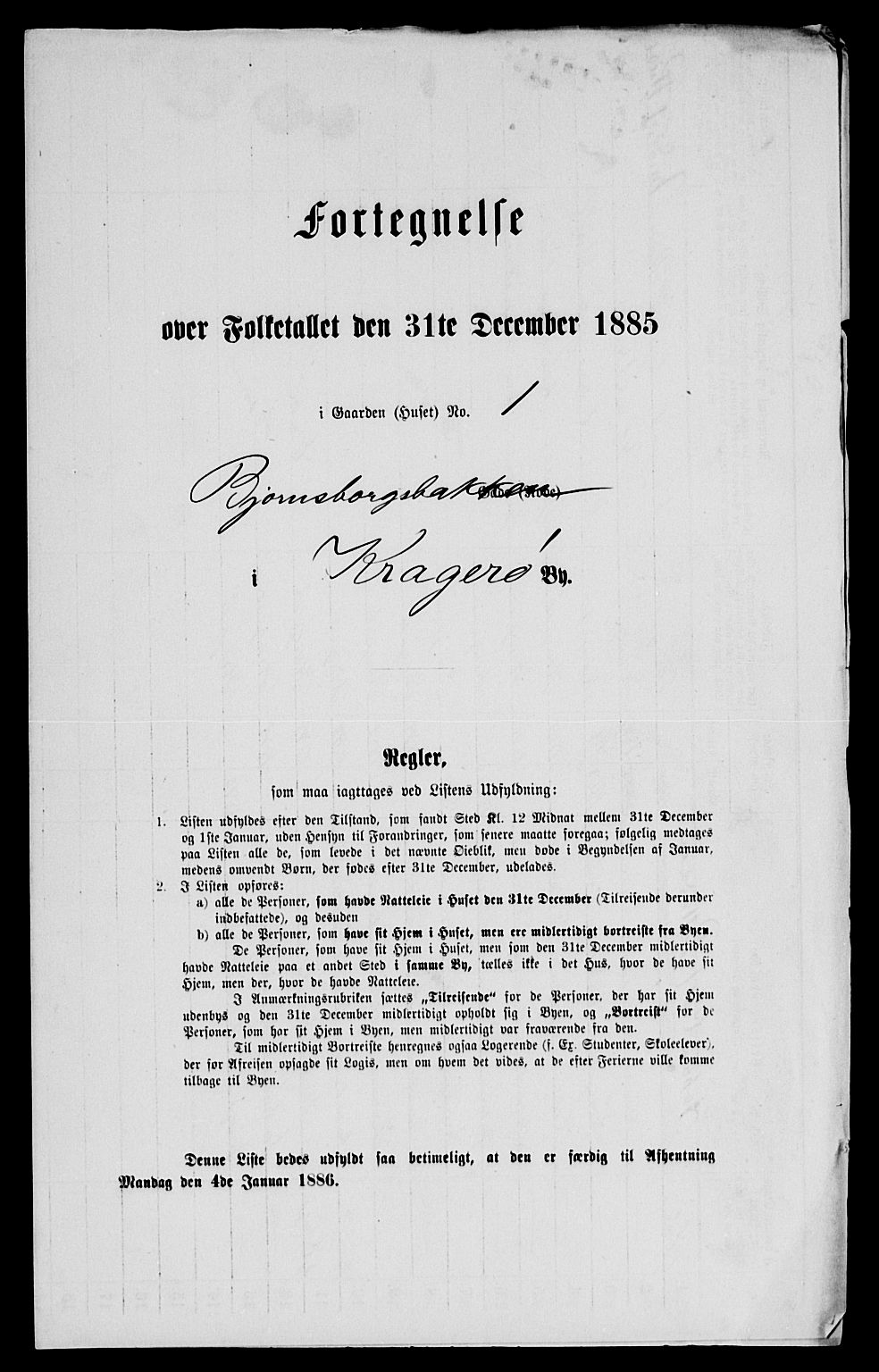 SAKO, 1885 census for 0801 Kragerø, 1885, p. 888