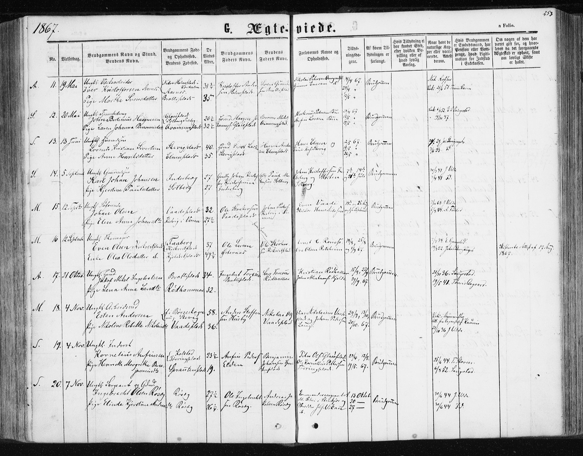 Ministerialprotokoller, klokkerbøker og fødselsregistre - Nord-Trøndelag, SAT/A-1458/741/L0394: Parish register (official) no. 741A08, 1864-1877, p. 253