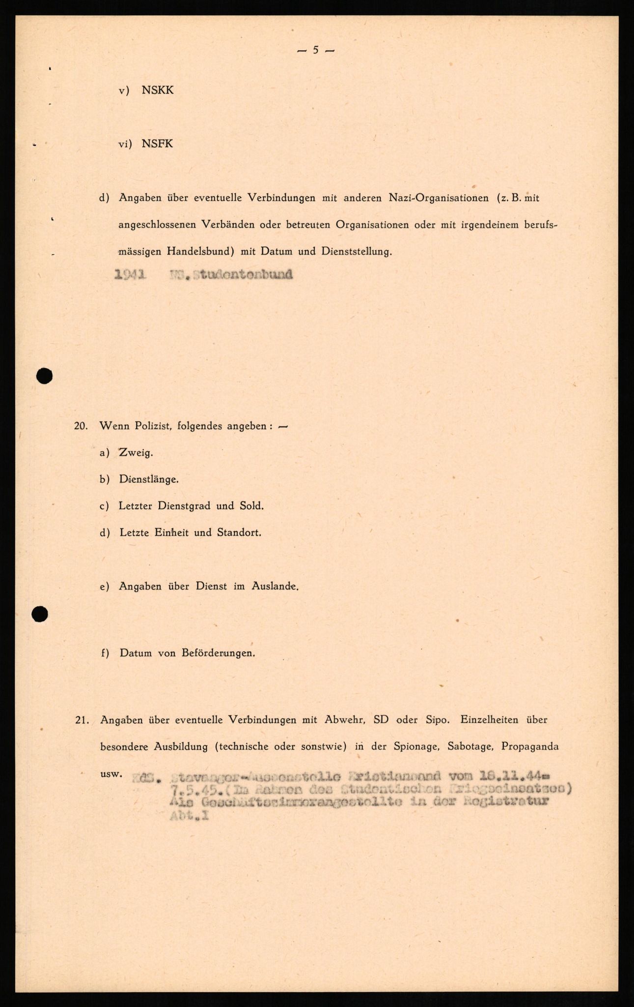 Forsvaret, Forsvarets overkommando II, AV/RA-RAFA-3915/D/Db/L0012: CI Questionaires. Tyske okkupasjonsstyrker i Norge. Tyskere., 1945-1946, p. 179