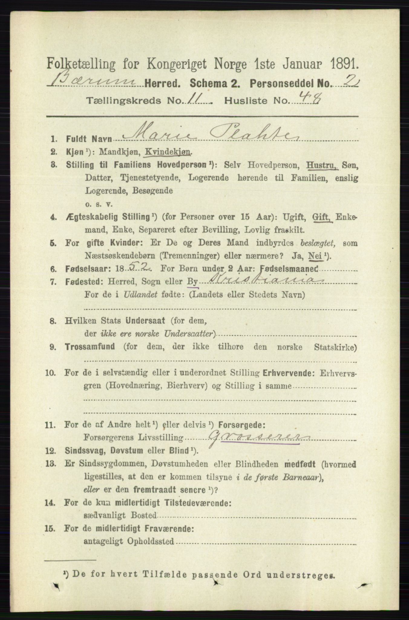 RA, 1891 census for 0219 Bærum, 1891, p. 7892