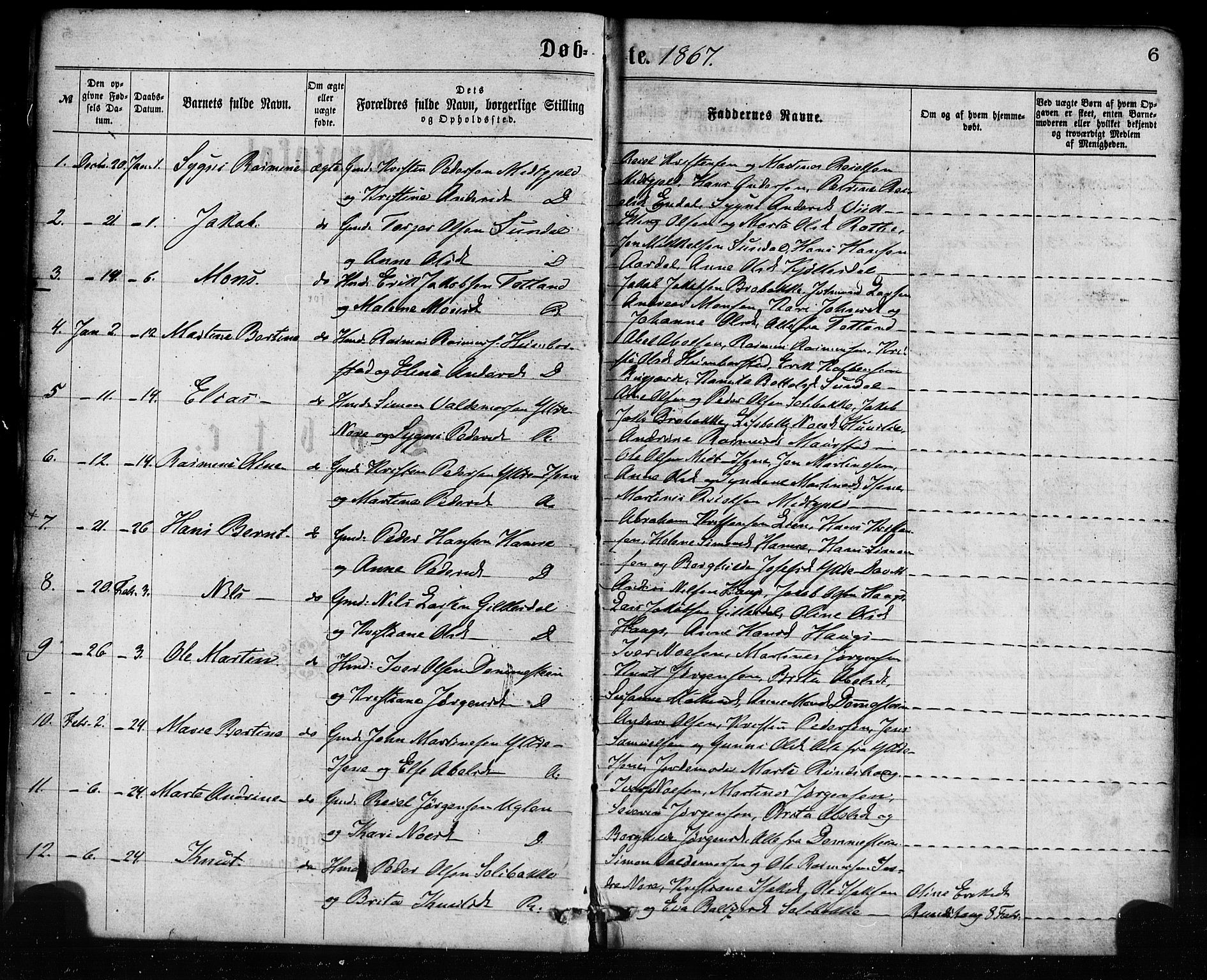 Davik sokneprestembete, AV/SAB-A-79701/H/Haa/Haaa/L0006: Parish register (official) no. A 6, 1867-1881, p. 6