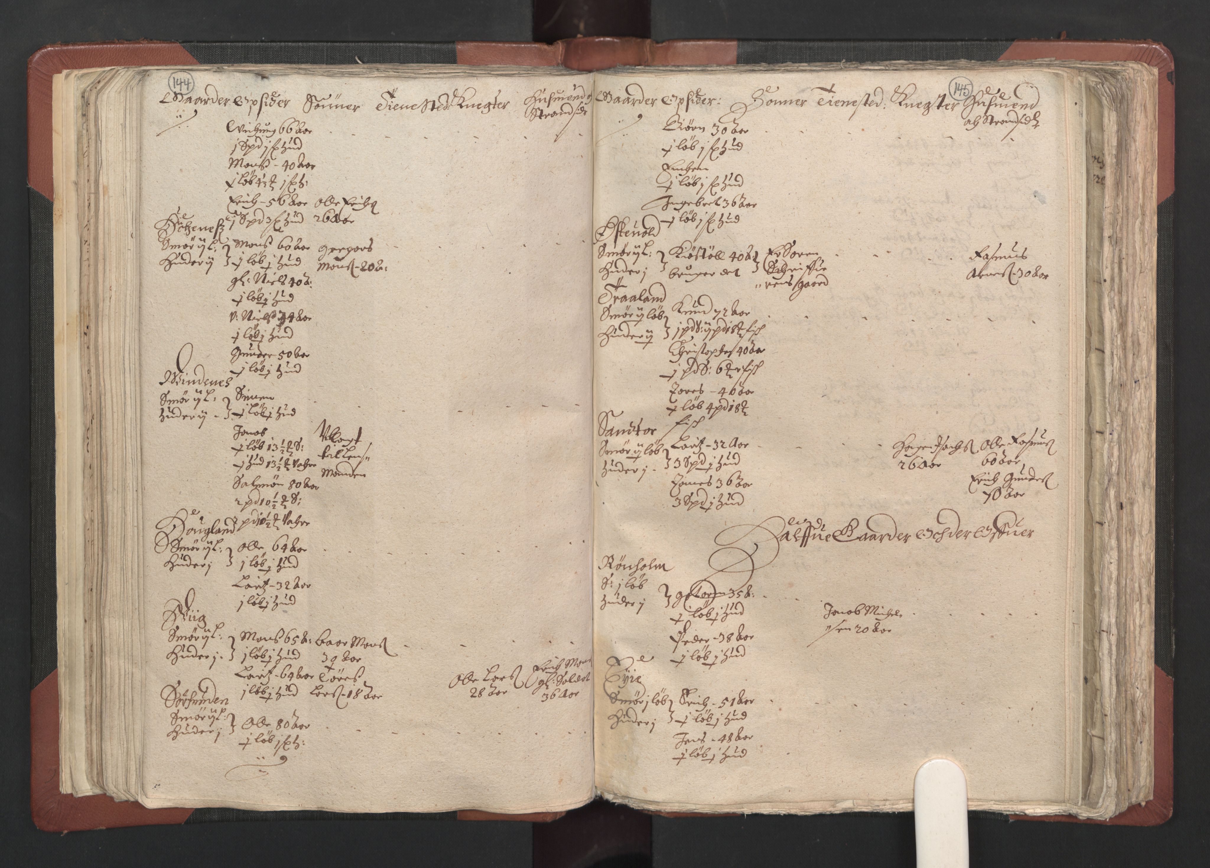 RA, Bailiff's Census 1664-1666, no. 13: Nordhordland fogderi and Sunnhordland fogderi, 1665, p. 144-145