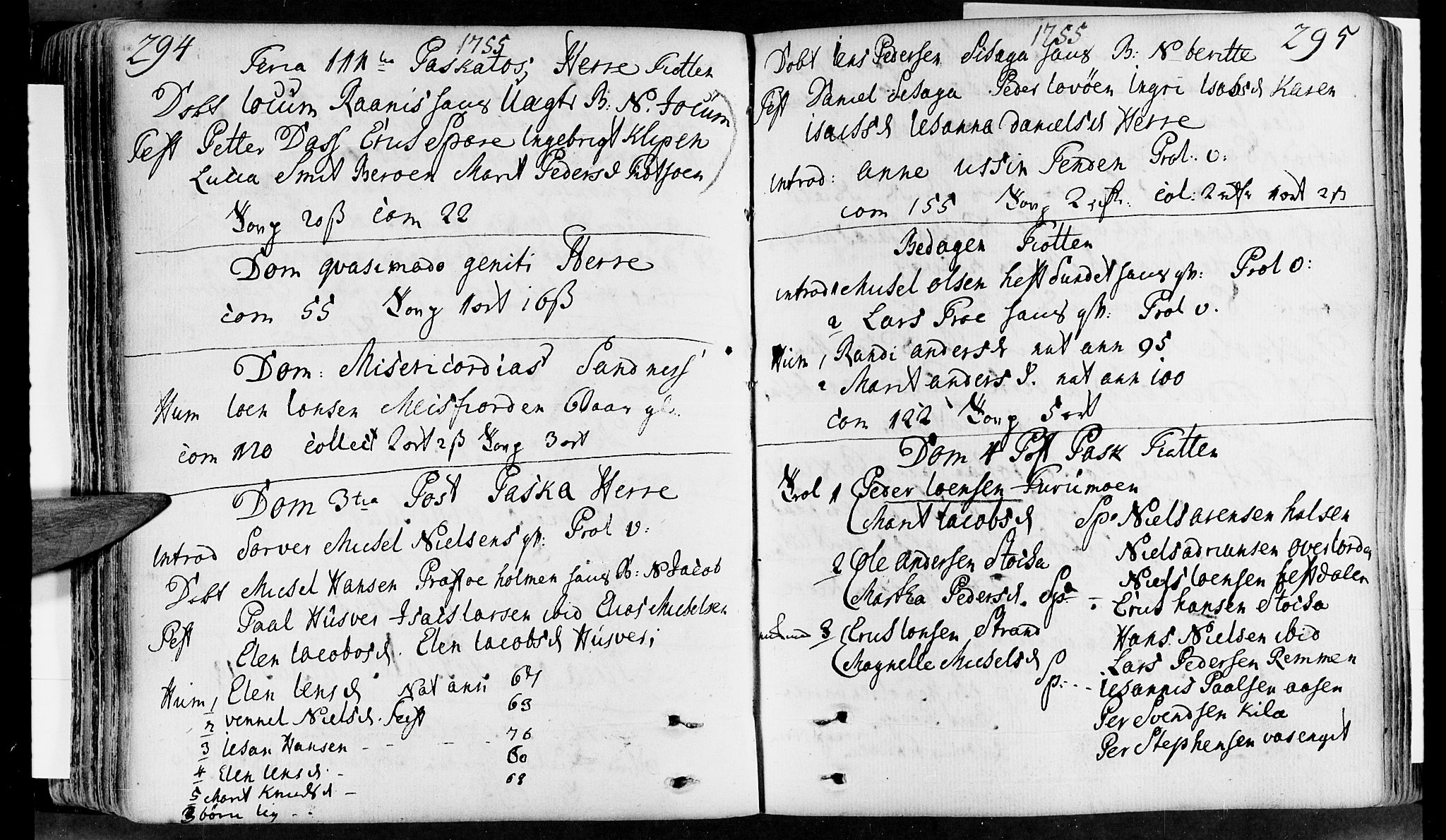 Ministerialprotokoller, klokkerbøker og fødselsregistre - Nordland, SAT/A-1459/830/L0434: Parish register (official) no. 830A03, 1737-1767, p. 294-295